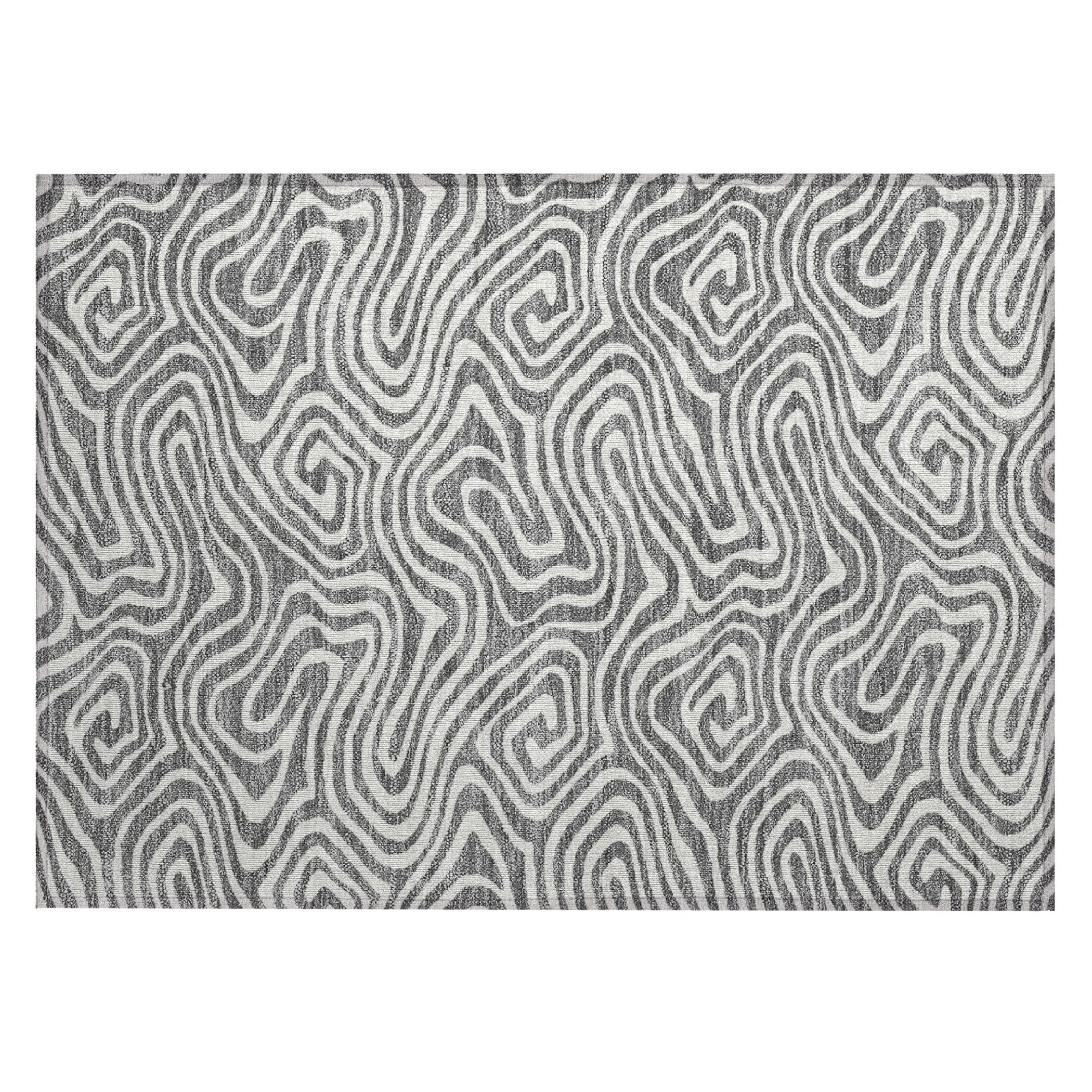 Machine Washable Indoor/ Outdoor Abstract Modern Chantille Rug