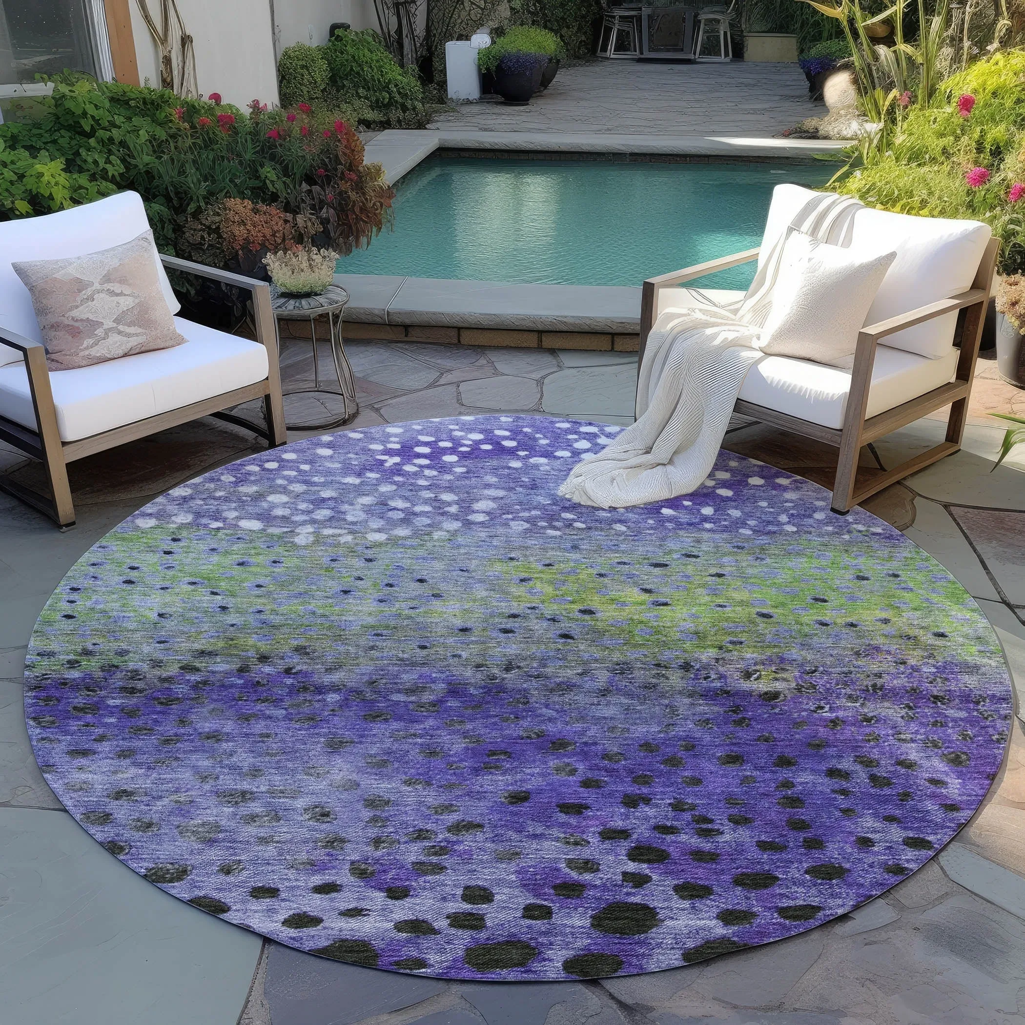 Machine Washable Indoor/ Outdoor Abstract Modern Chantille Rug