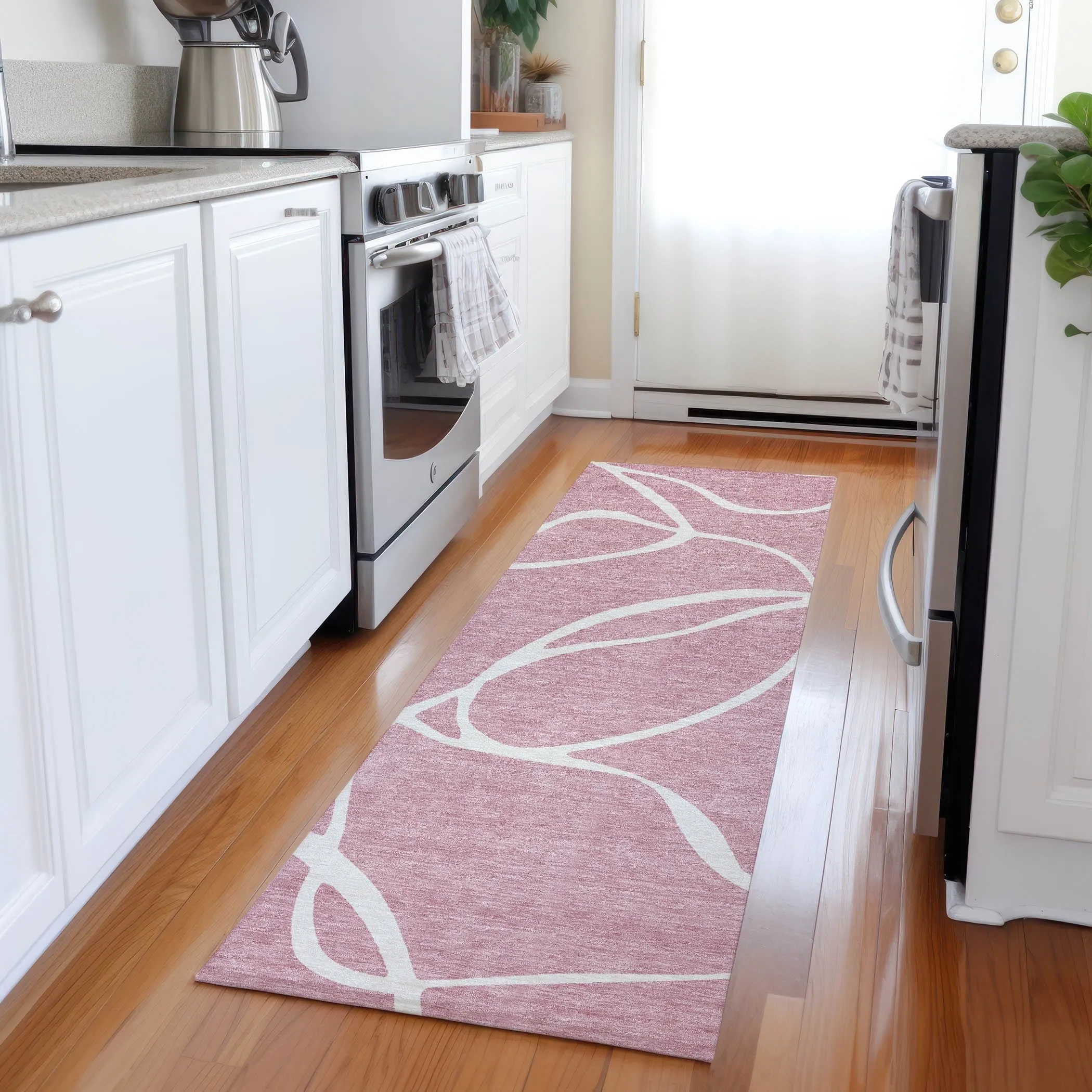 Machine Washable Indoor/ Outdoor Abstract Modern Chantille Rug
