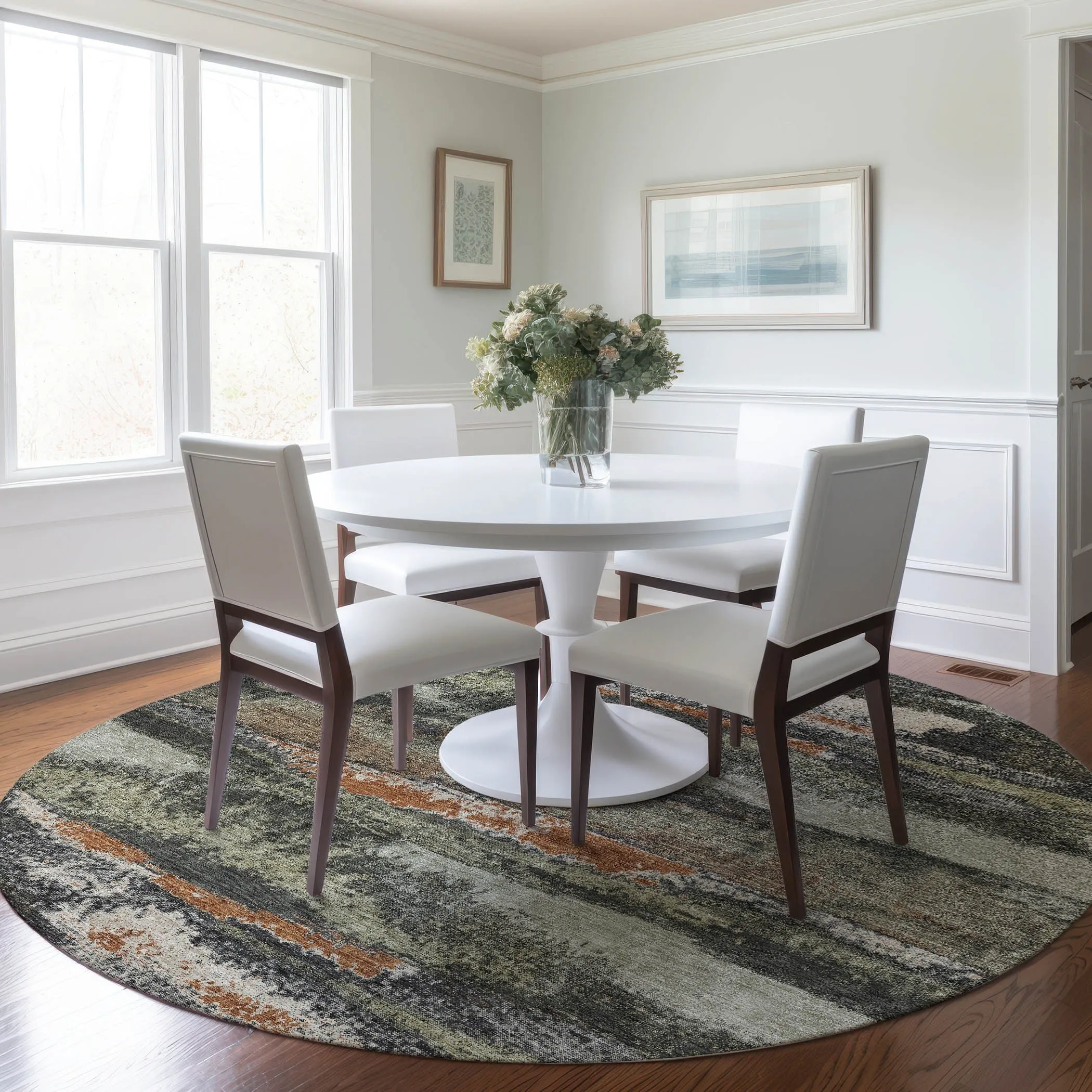 Machine Washable Indoor/ Outdoor Abstract Modern Chantille Rug