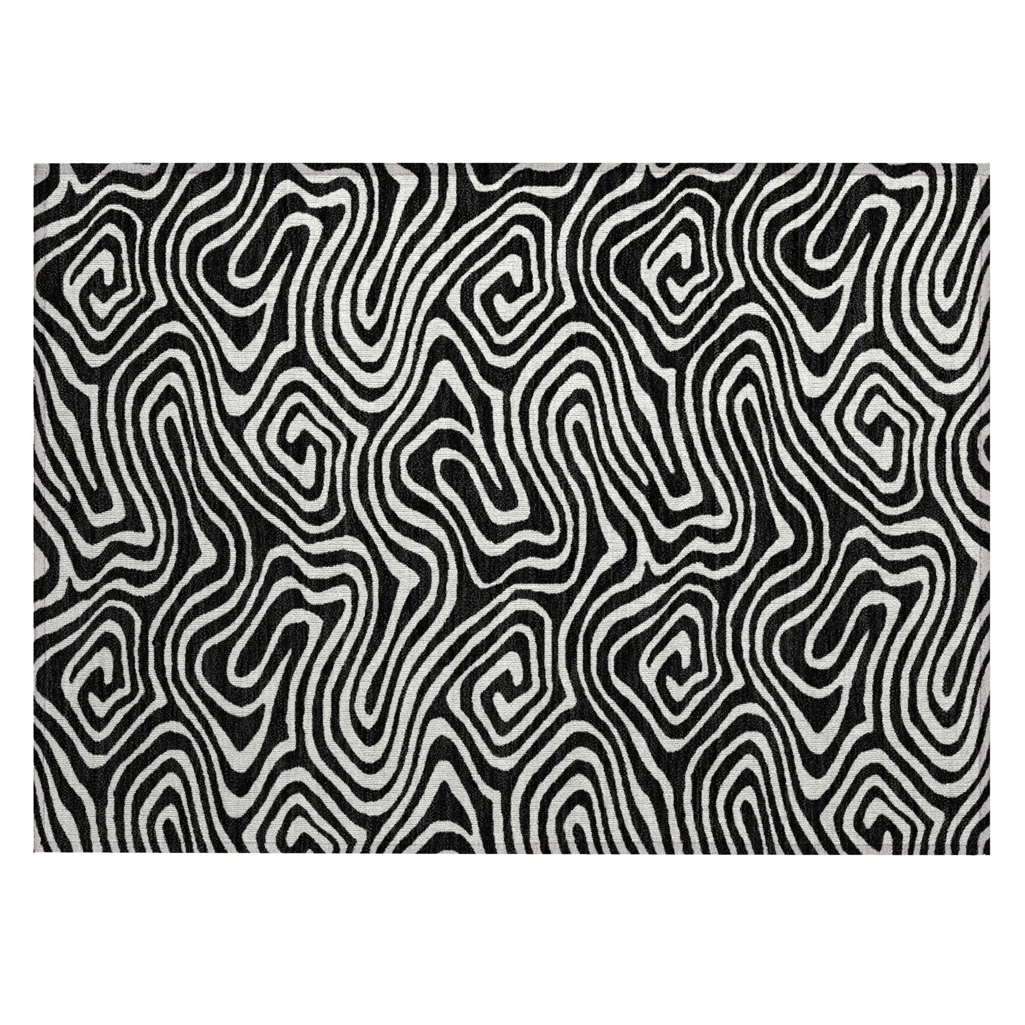 Machine Washable Indoor/ Outdoor Abstract Modern Chantille Rug