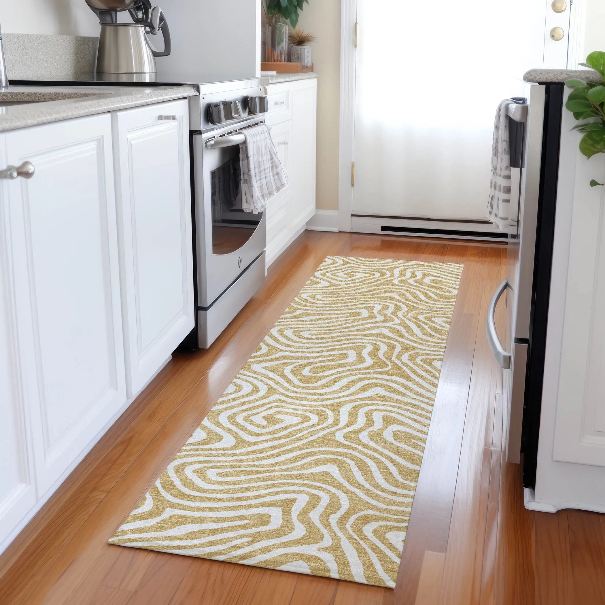 Machine Washable Indoor/ Outdoor Abstract Modern Chantille Rug