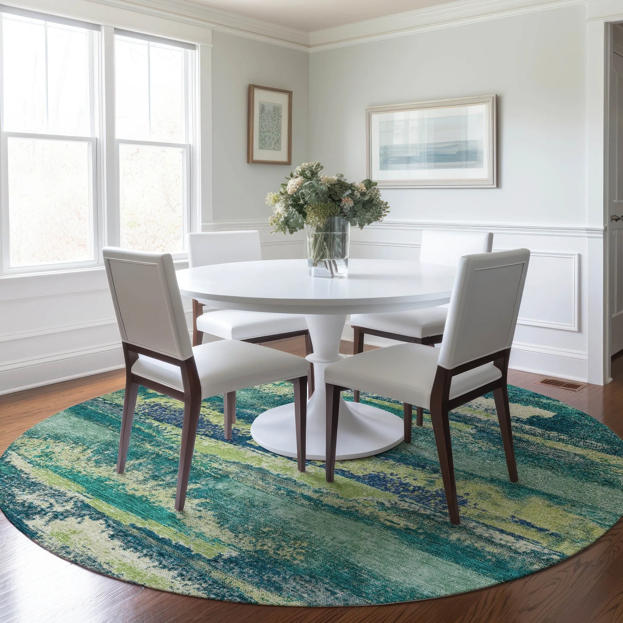 Machine Washable Indoor/ Outdoor Abstract Modern Chantille Rug