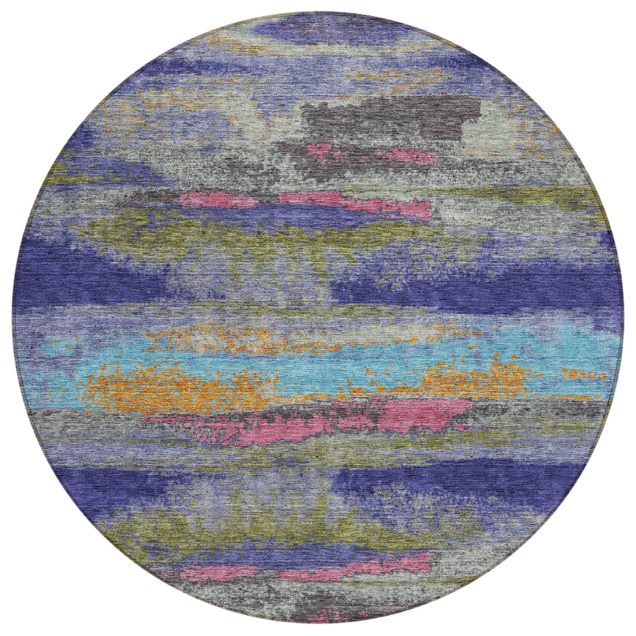Machine Washable Indoor/ Outdoor Abstract Modern Chantille Rug