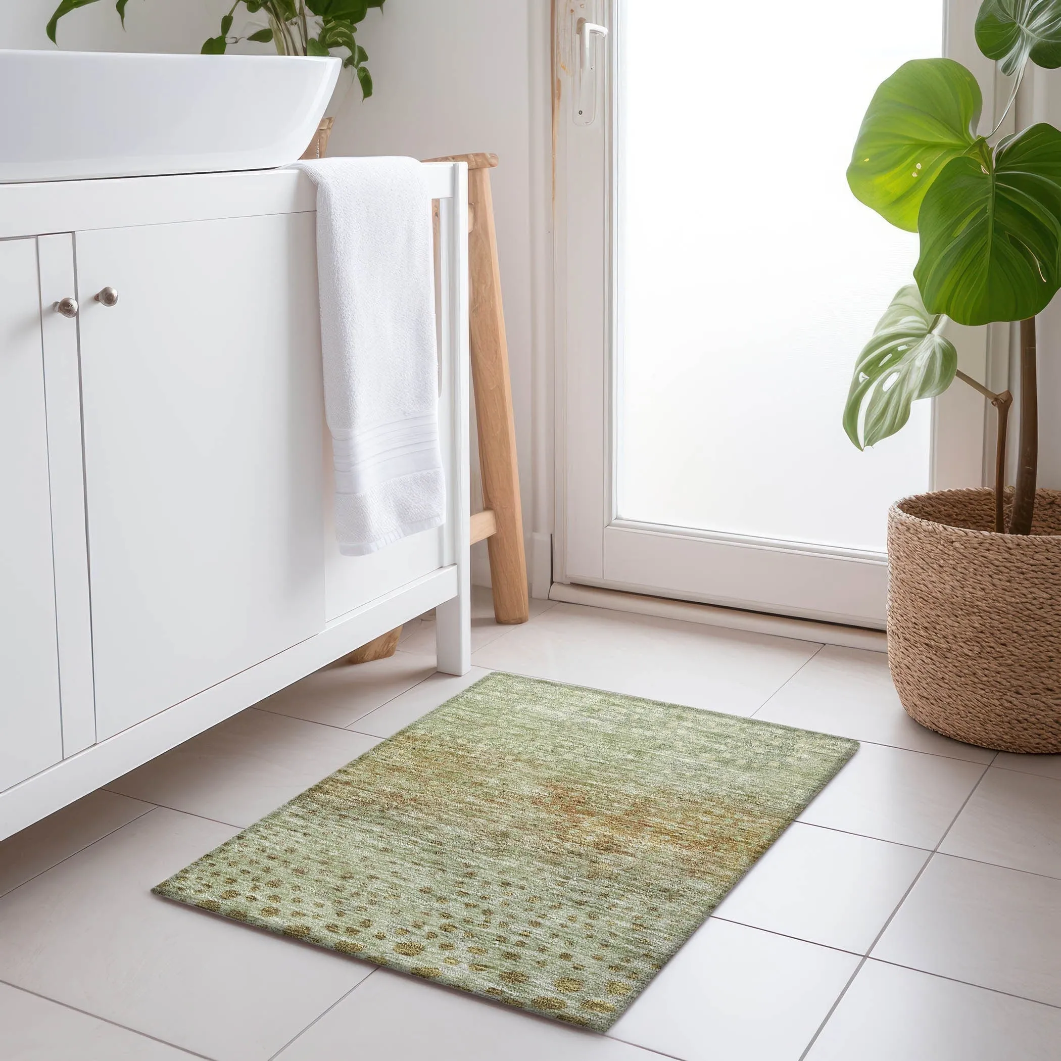 Machine Washable Indoor/ Outdoor Abstract Modern Chantille Rug