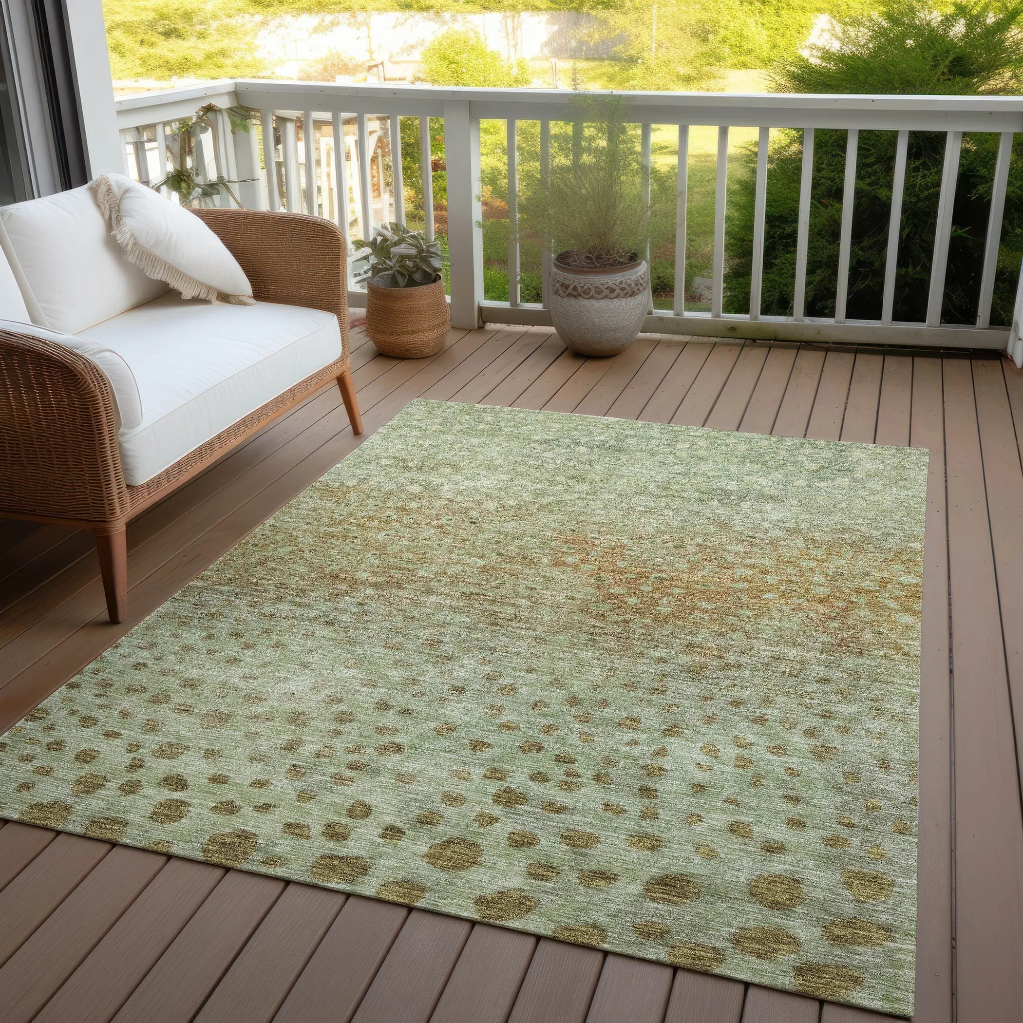 Machine Washable Indoor/ Outdoor Abstract Modern Chantille Rug