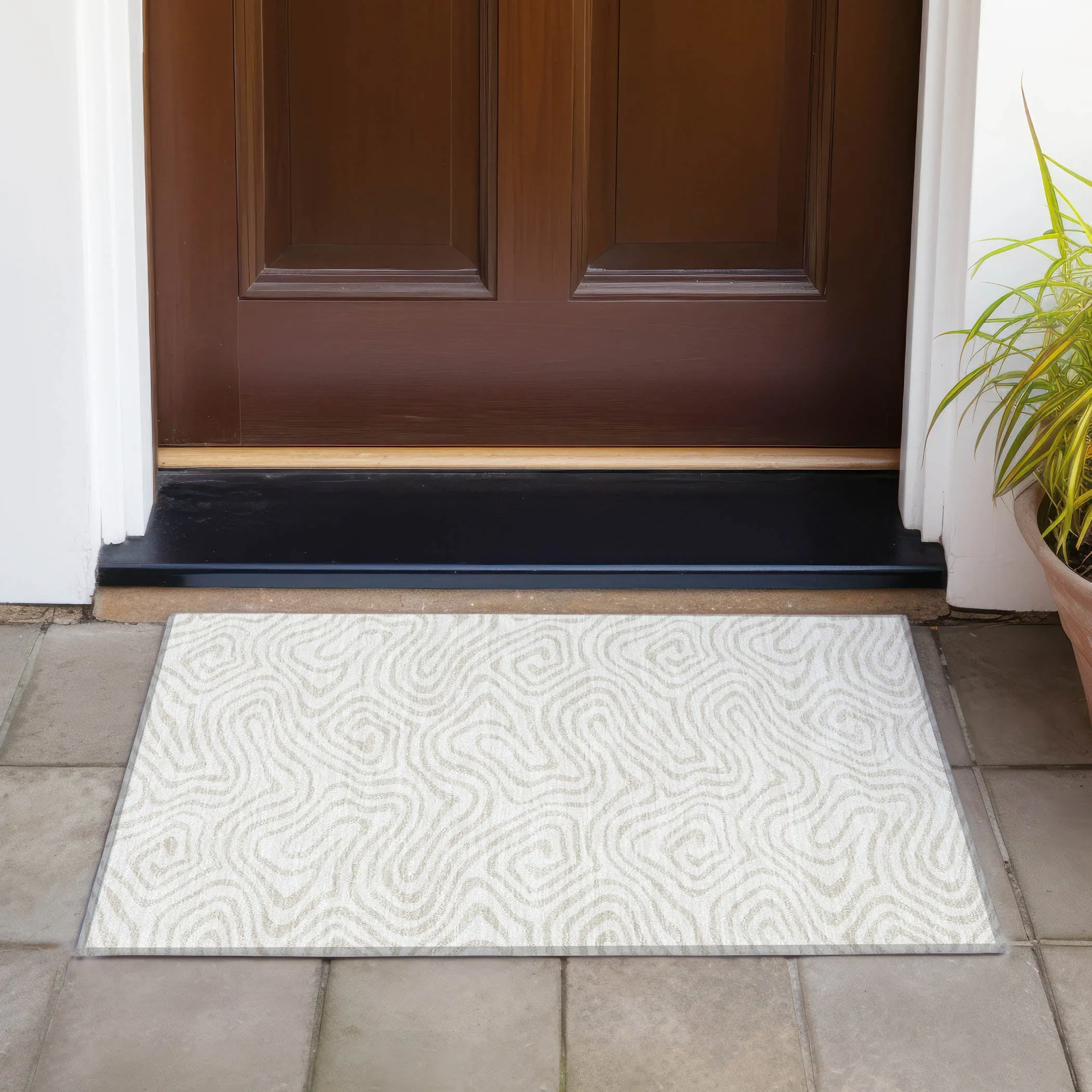 Machine Washable Indoor/ Outdoor Abstract Modern Chantille Rug