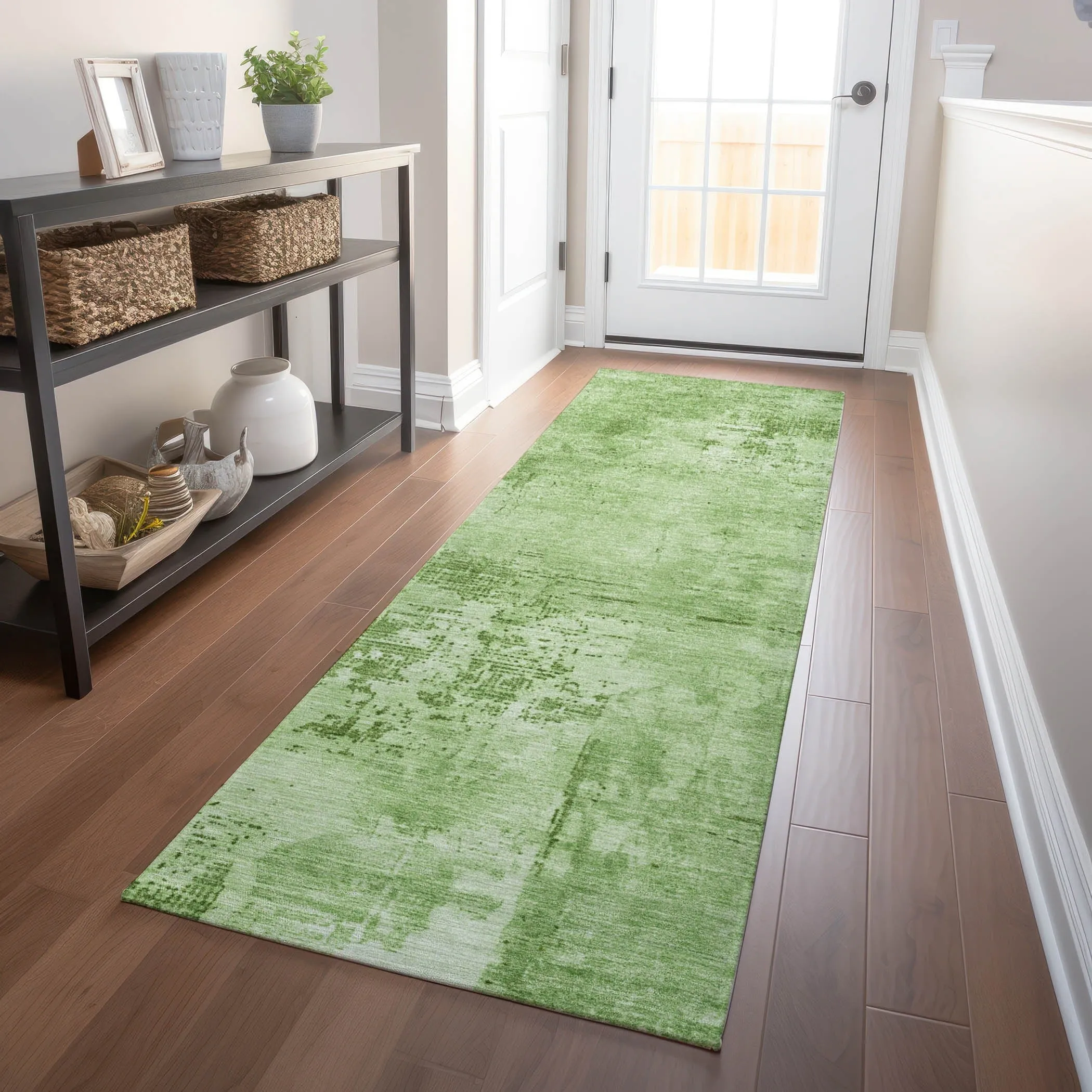 Machine Washable Indoor/ Outdoor Abstract Modern Chantille Rug