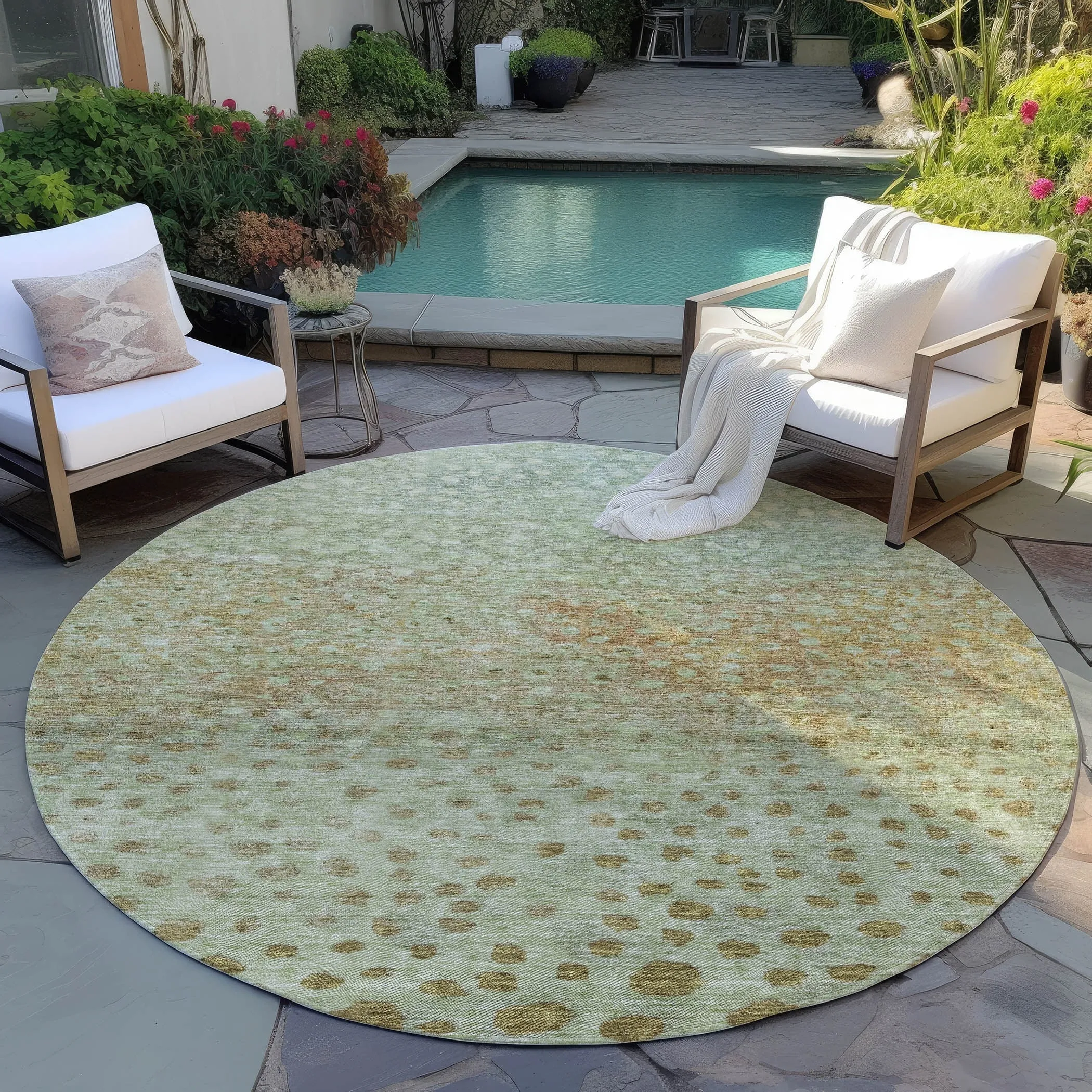 Machine Washable Indoor/ Outdoor Abstract Modern Chantille Rug