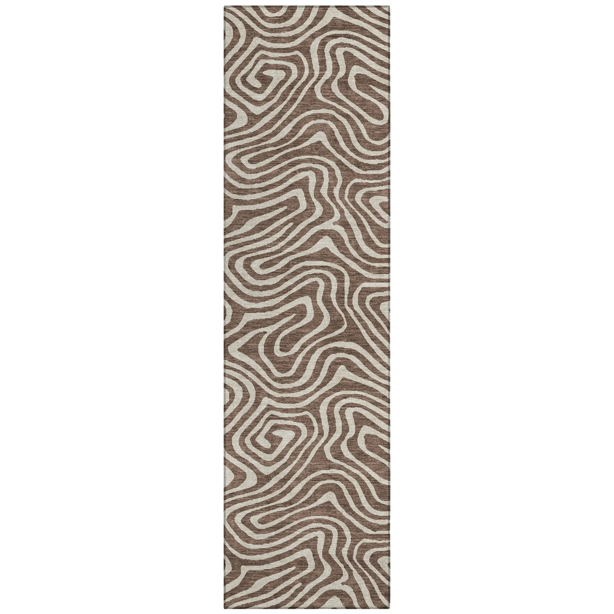 Machine Washable Indoor/ Outdoor Abstract Modern Chantille Rug