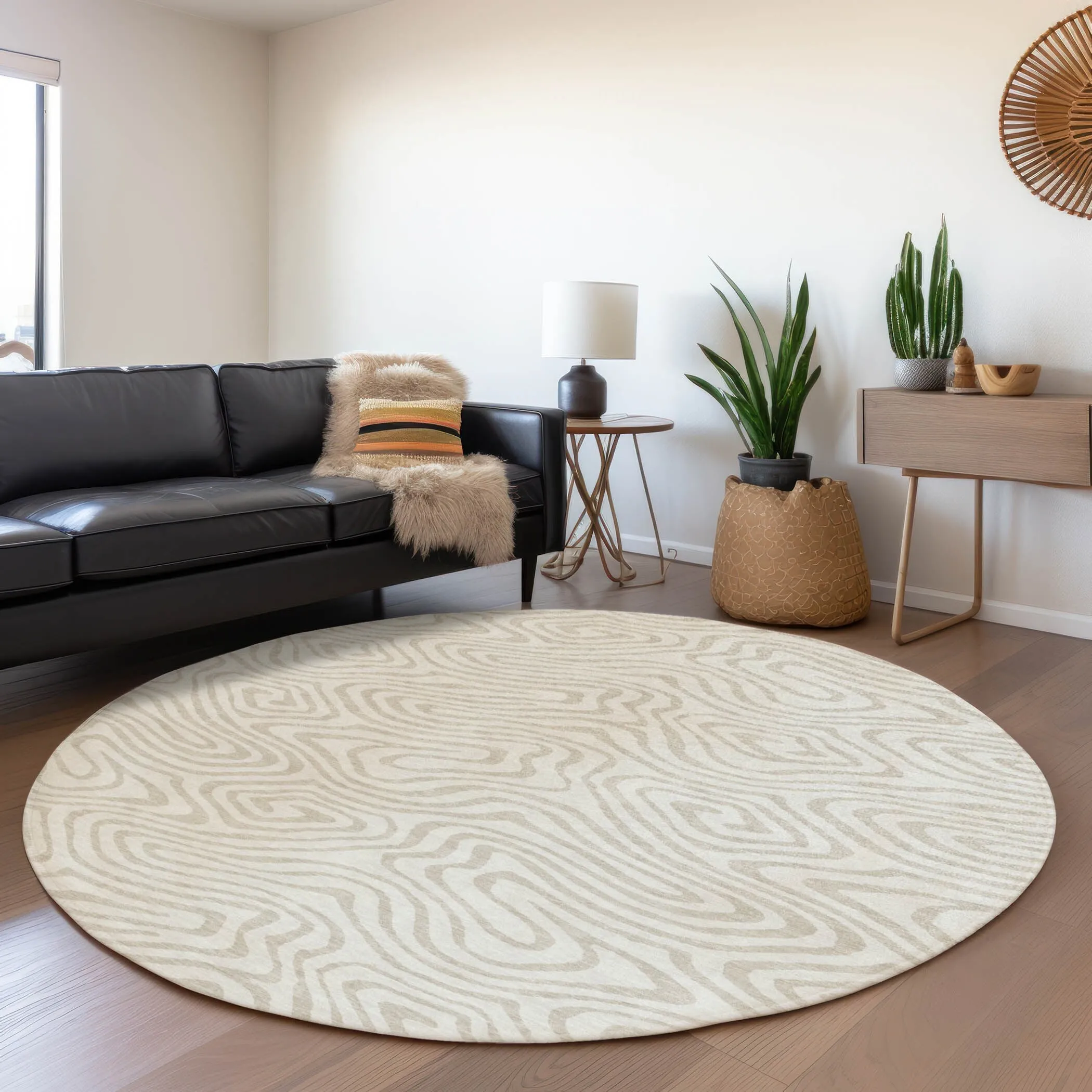 Machine Washable Indoor/ Outdoor Abstract Modern Chantille Rug
