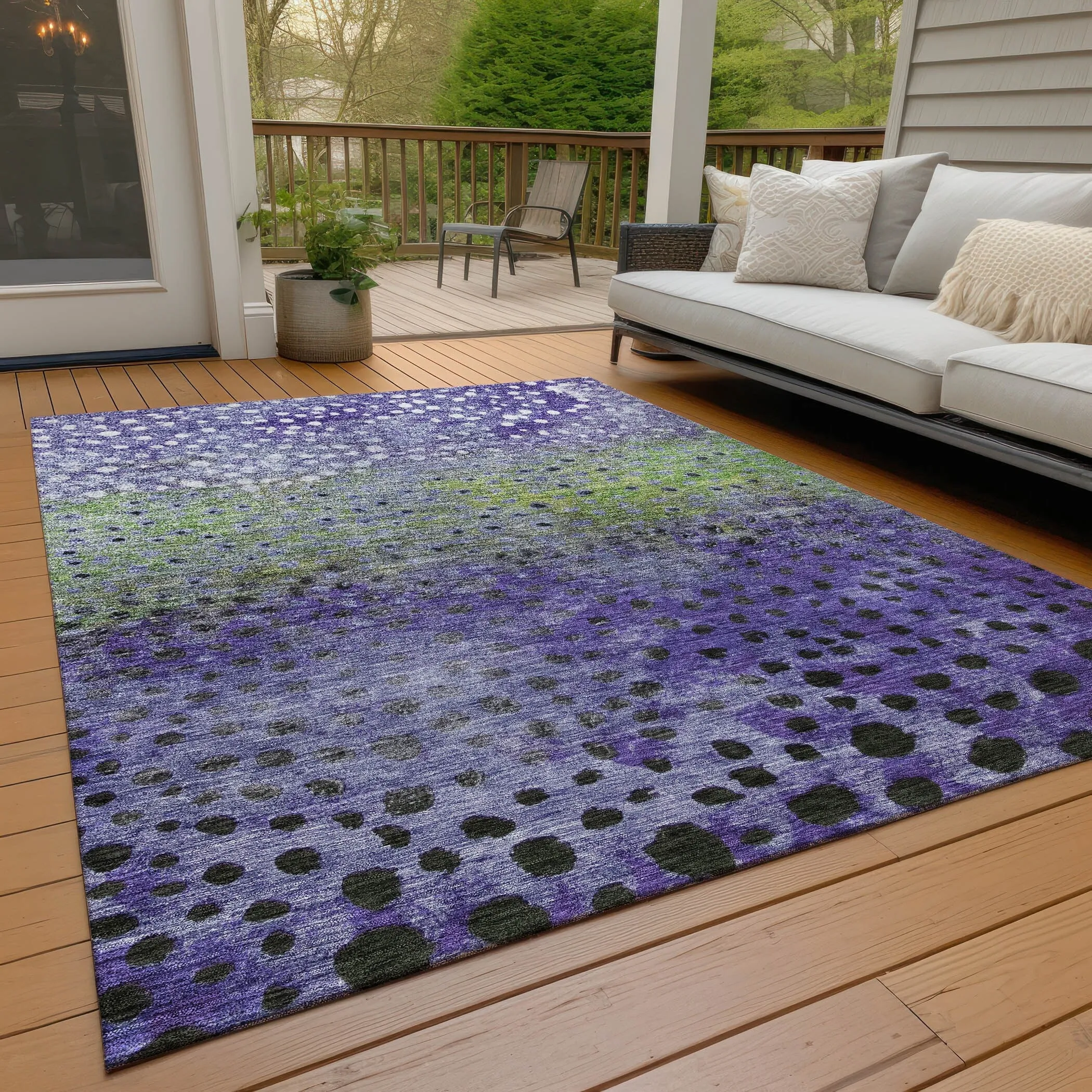 Machine Washable Indoor/ Outdoor Abstract Modern Chantille Rug