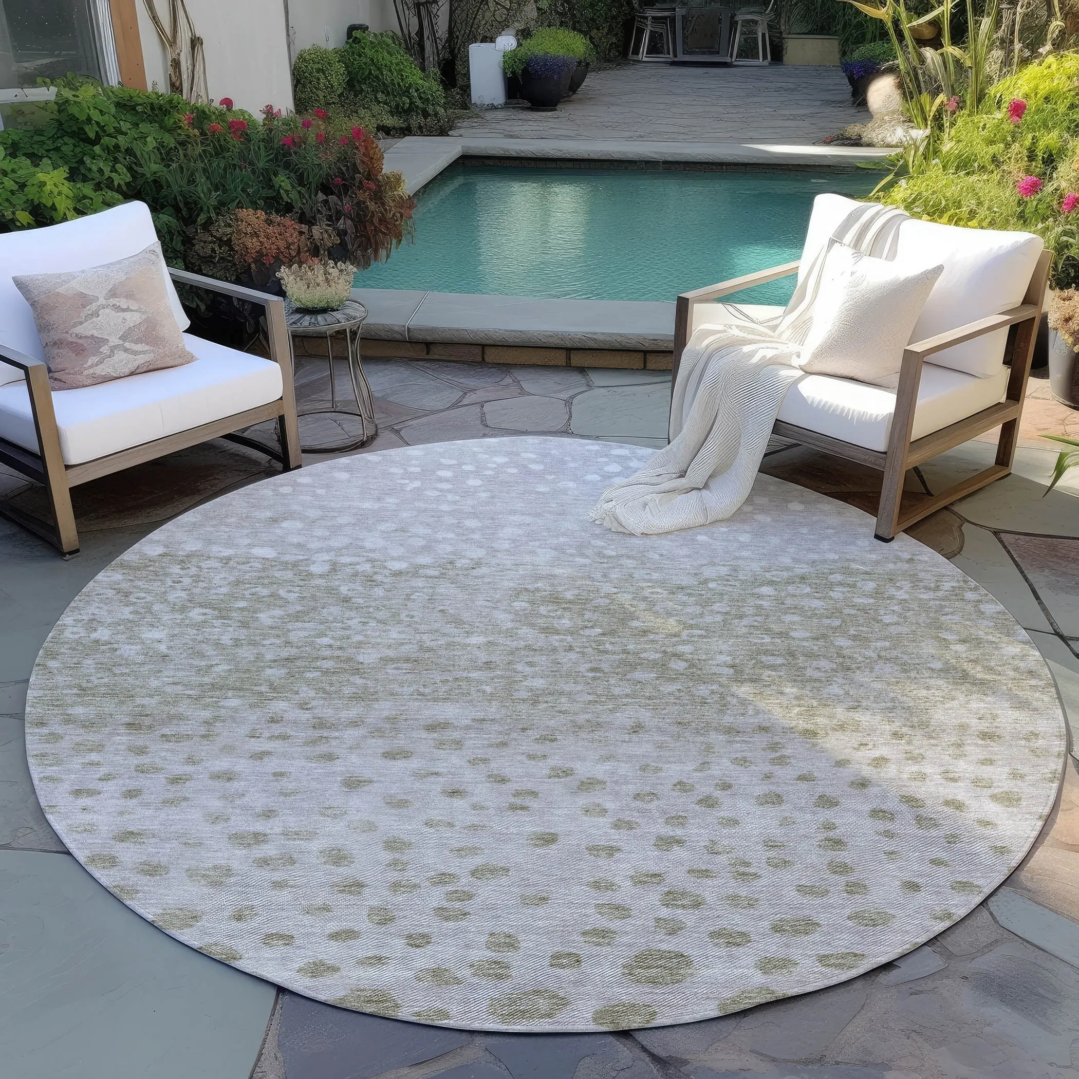 Machine Washable Indoor/ Outdoor Abstract Modern Chantille Rug