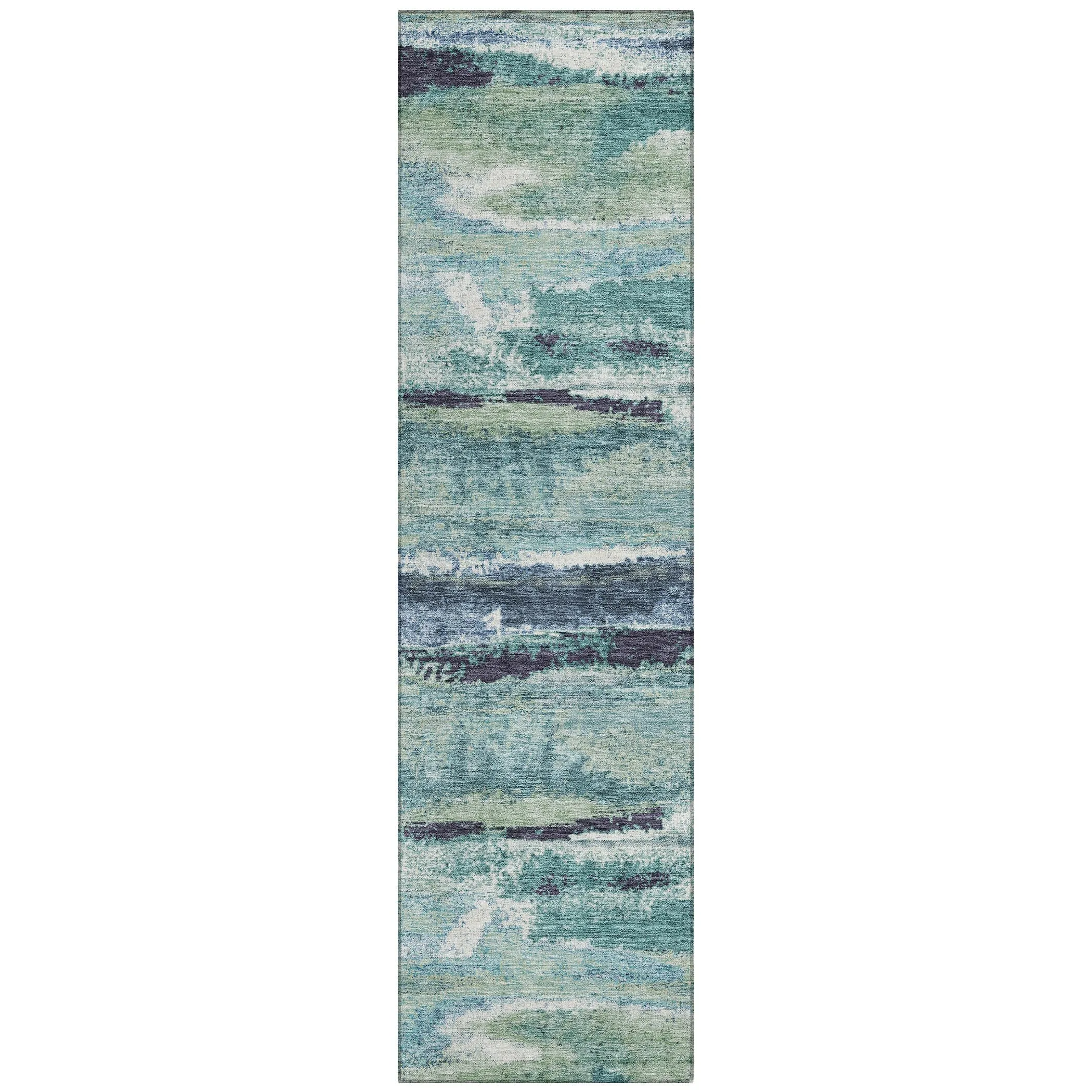 Machine Washable Indoor/ Outdoor Abstract Modern Chantille Rug