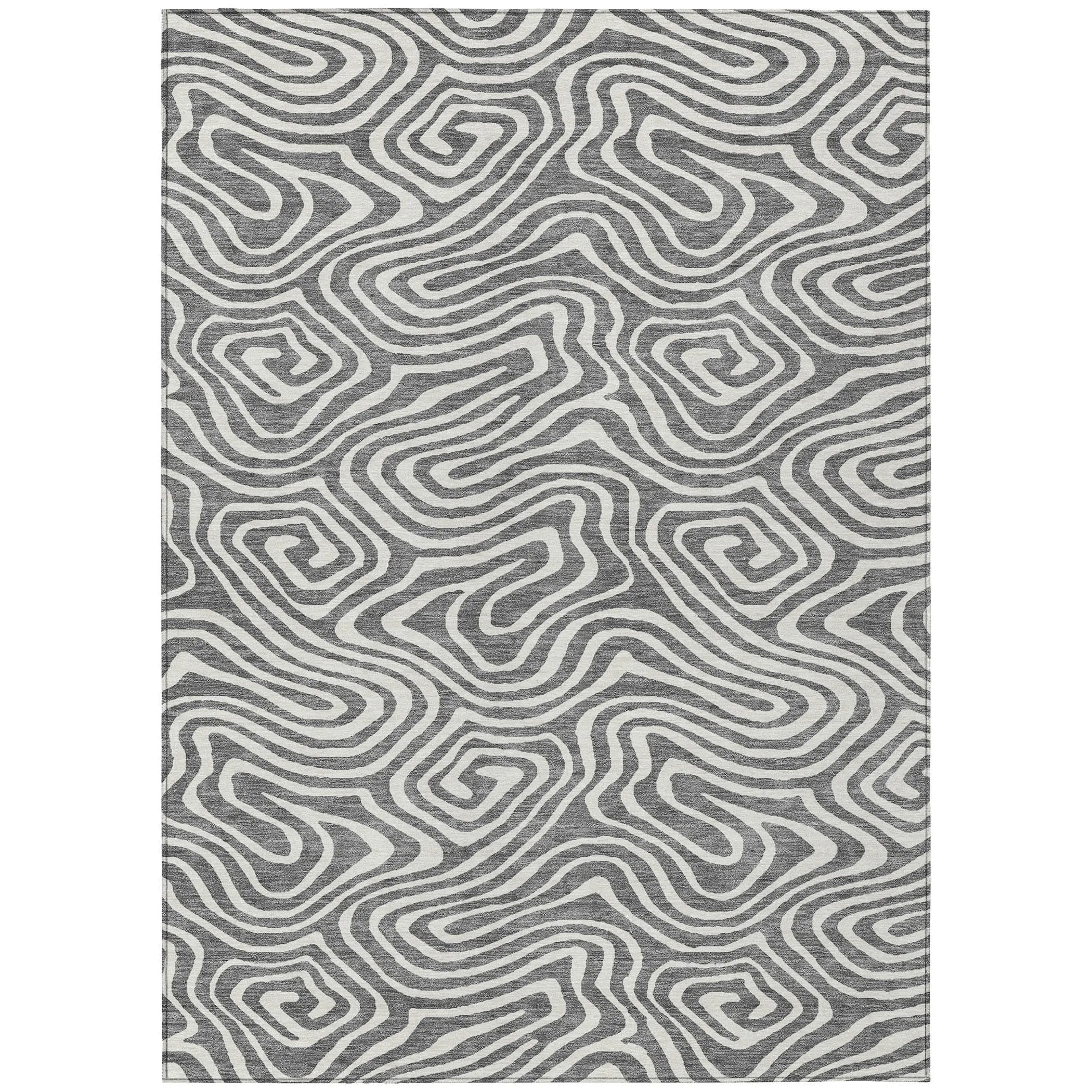 Machine Washable Indoor/ Outdoor Abstract Modern Chantille Rug