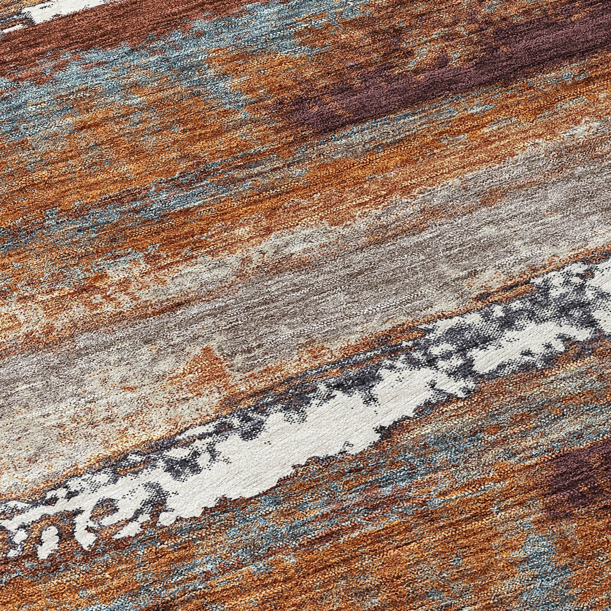 Machine Washable Indoor/ Outdoor Abstract Modern Chantille Rug