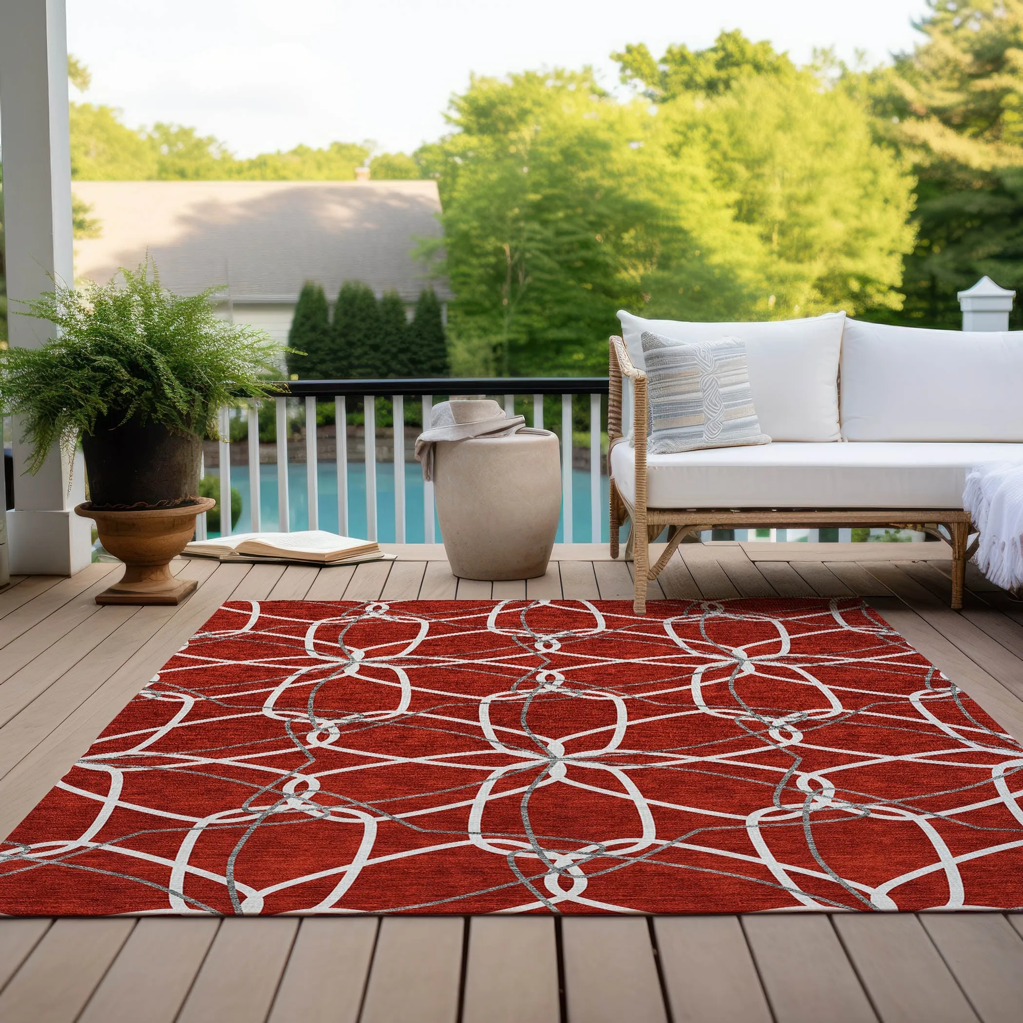 Machine Washable Indoor/ Outdoor Abstract Prism Chantille Rug