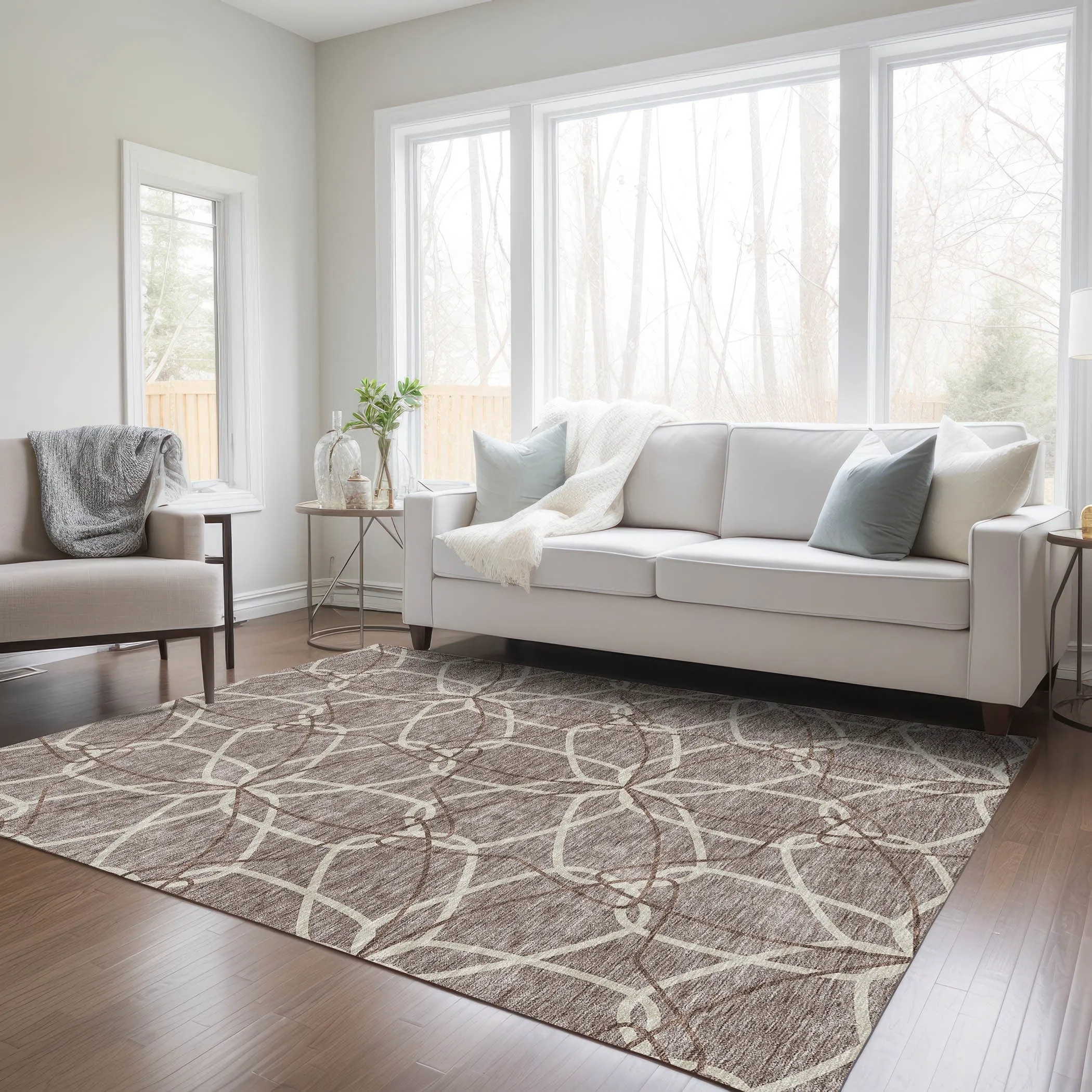 Machine Washable Indoor/ Outdoor Abstract Prism Chantille Rug