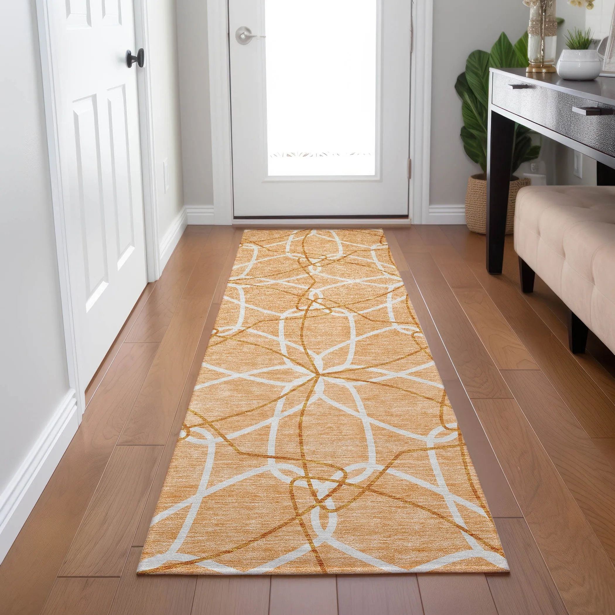 Machine Washable Indoor/ Outdoor Abstract Prism Chantille Rug