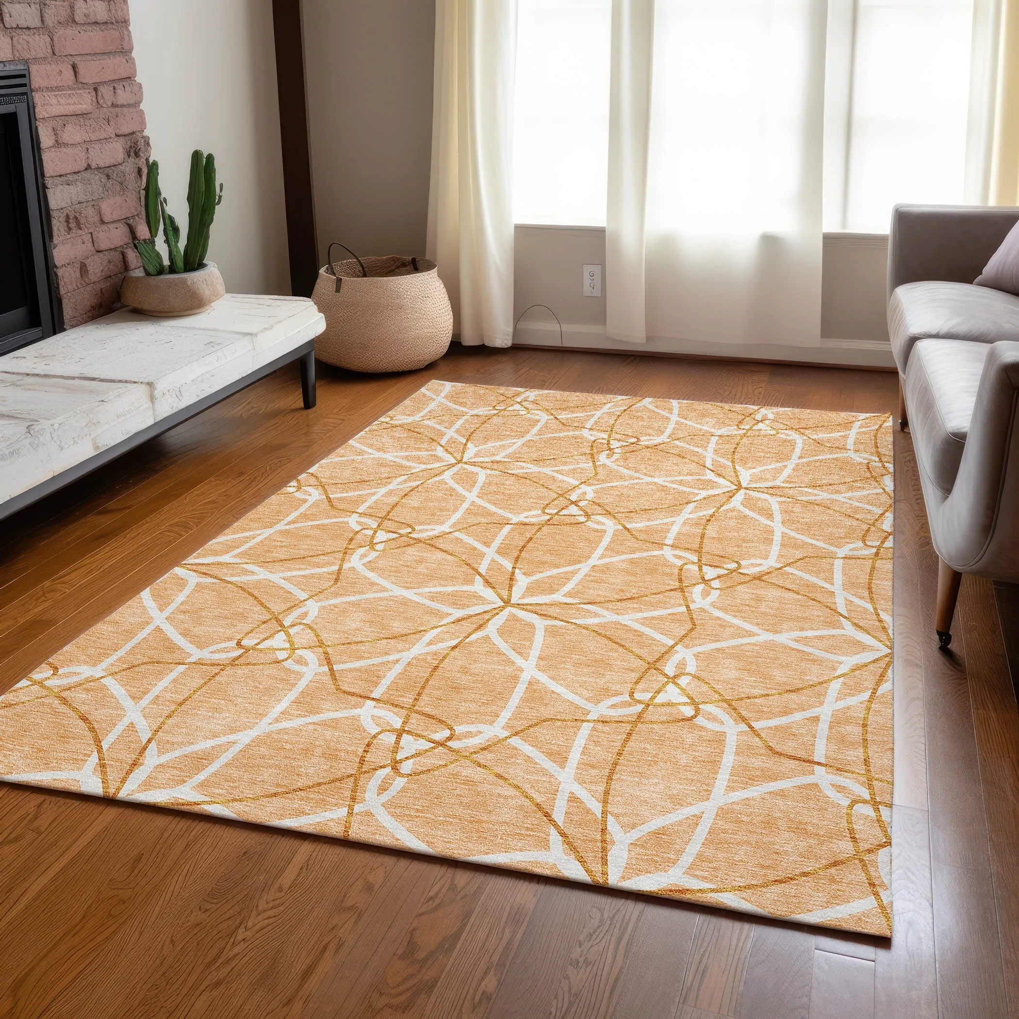 Machine Washable Indoor/ Outdoor Abstract Prism Chantille Rug