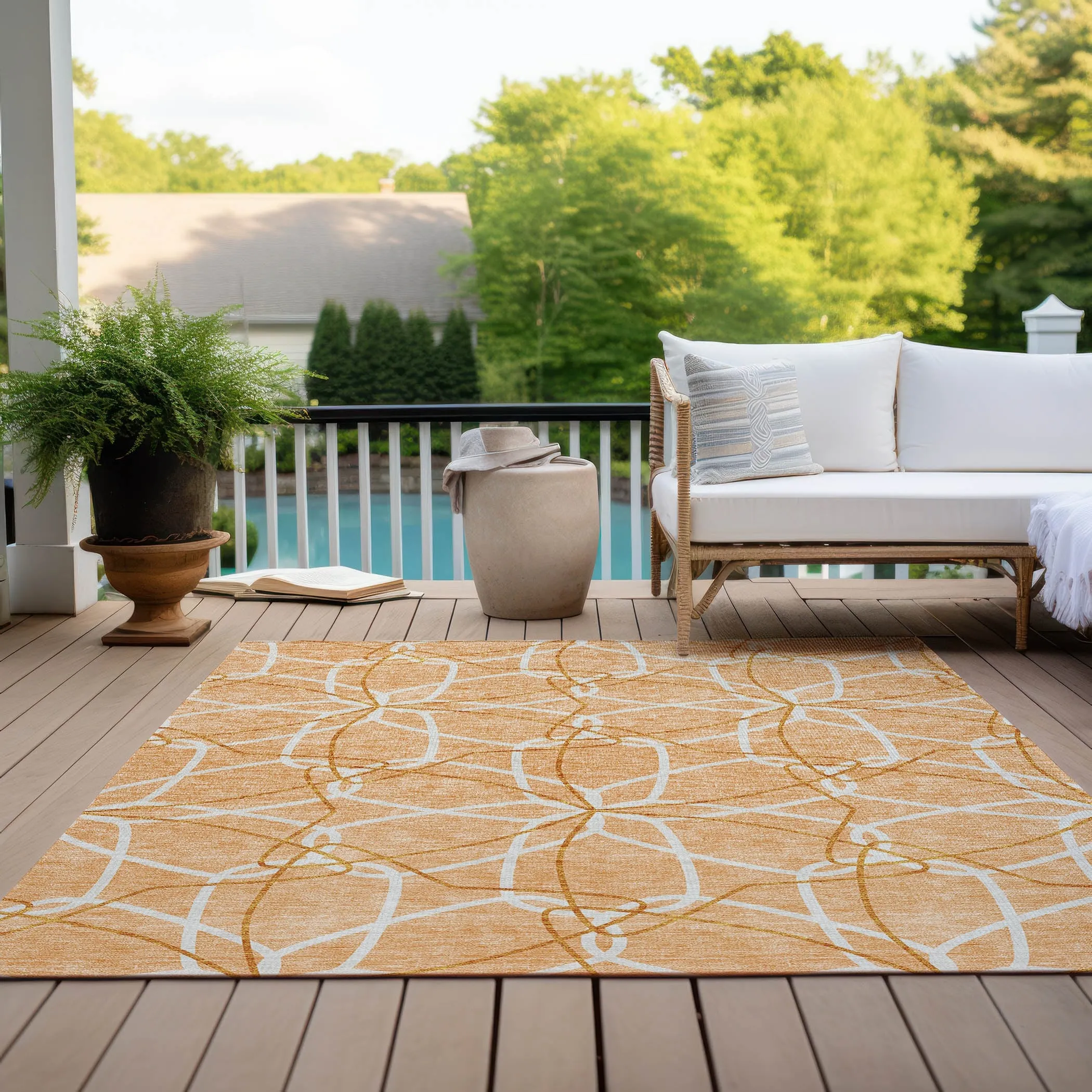 Machine Washable Indoor/ Outdoor Abstract Prism Chantille Rug