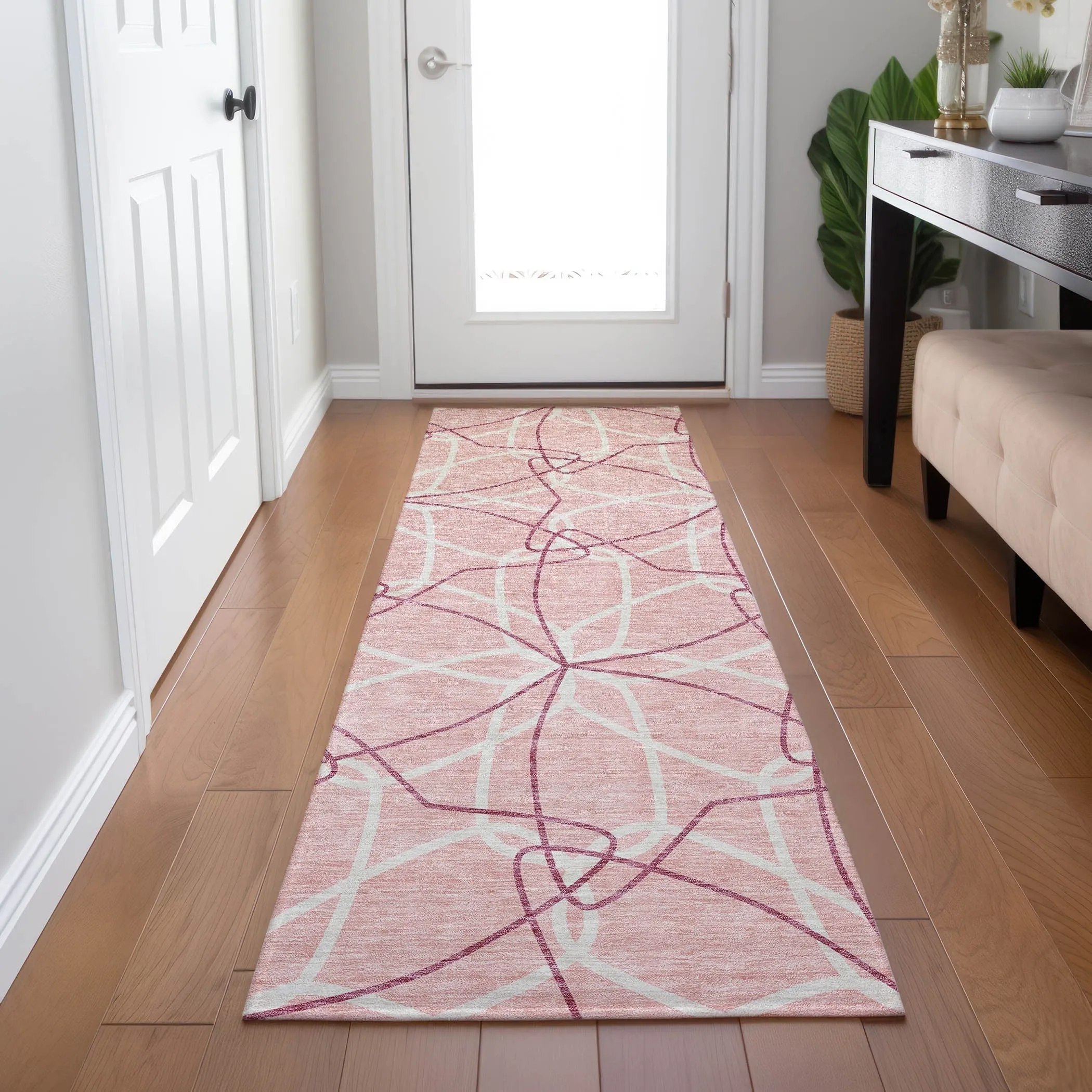 Machine Washable Indoor/ Outdoor Abstract Prism Chantille Rug