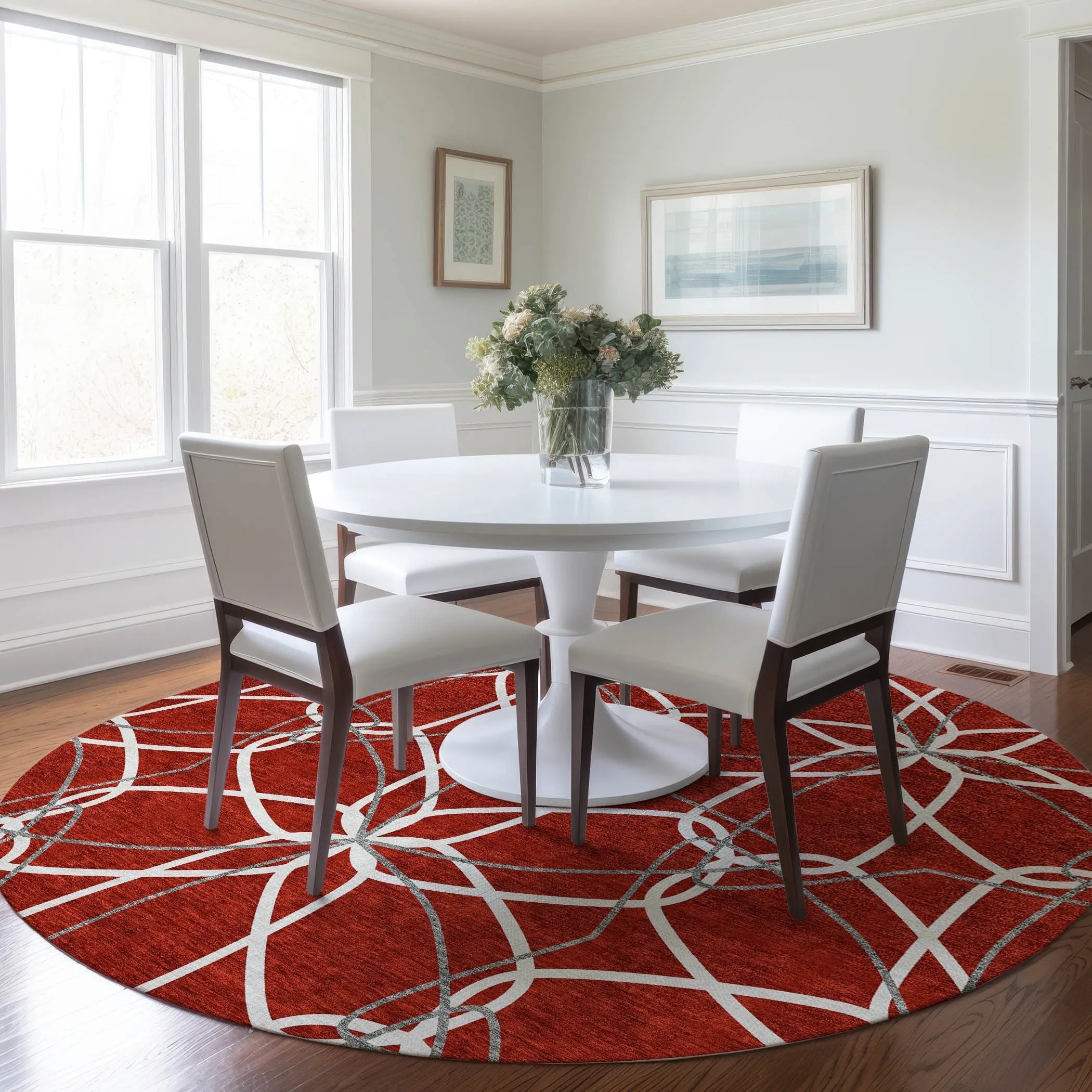 Machine Washable Indoor/ Outdoor Abstract Prism Chantille Rug