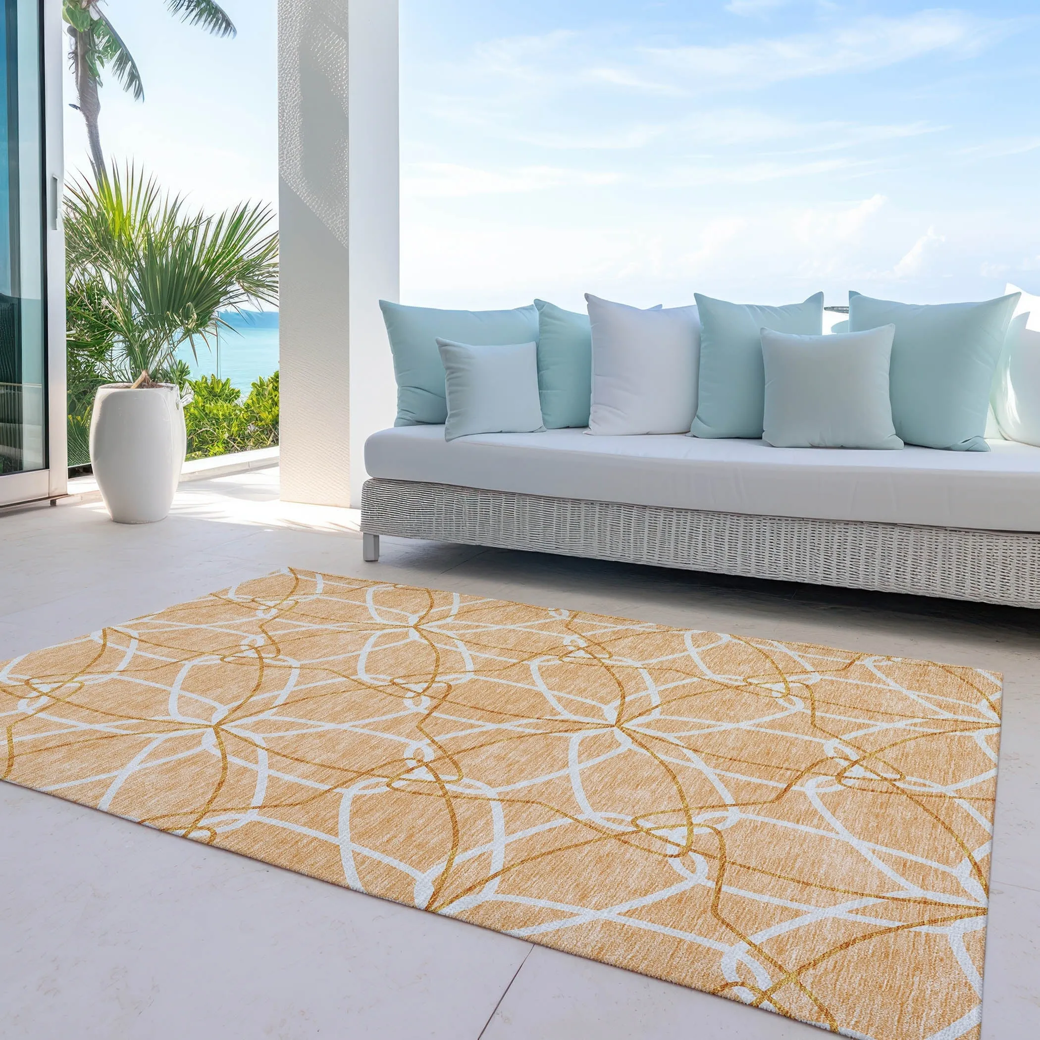 Machine Washable Indoor/ Outdoor Abstract Prism Chantille Rug