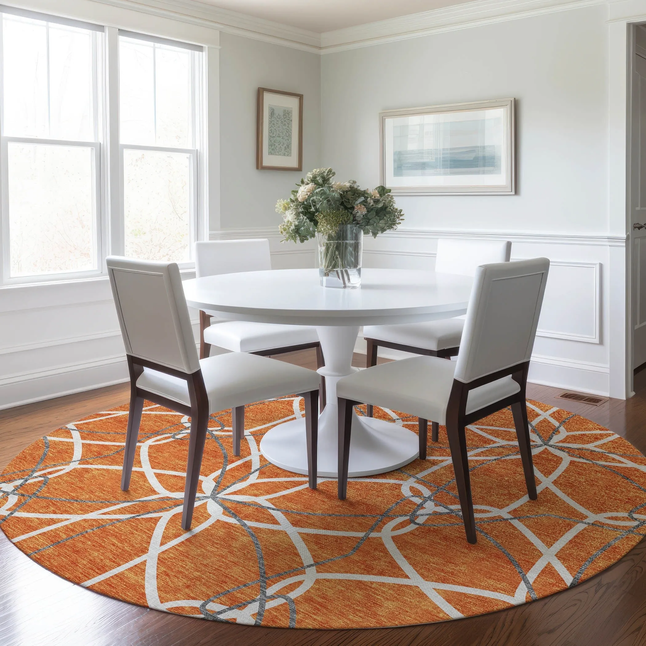 Machine Washable Indoor/ Outdoor Abstract Prism Chantille Rug