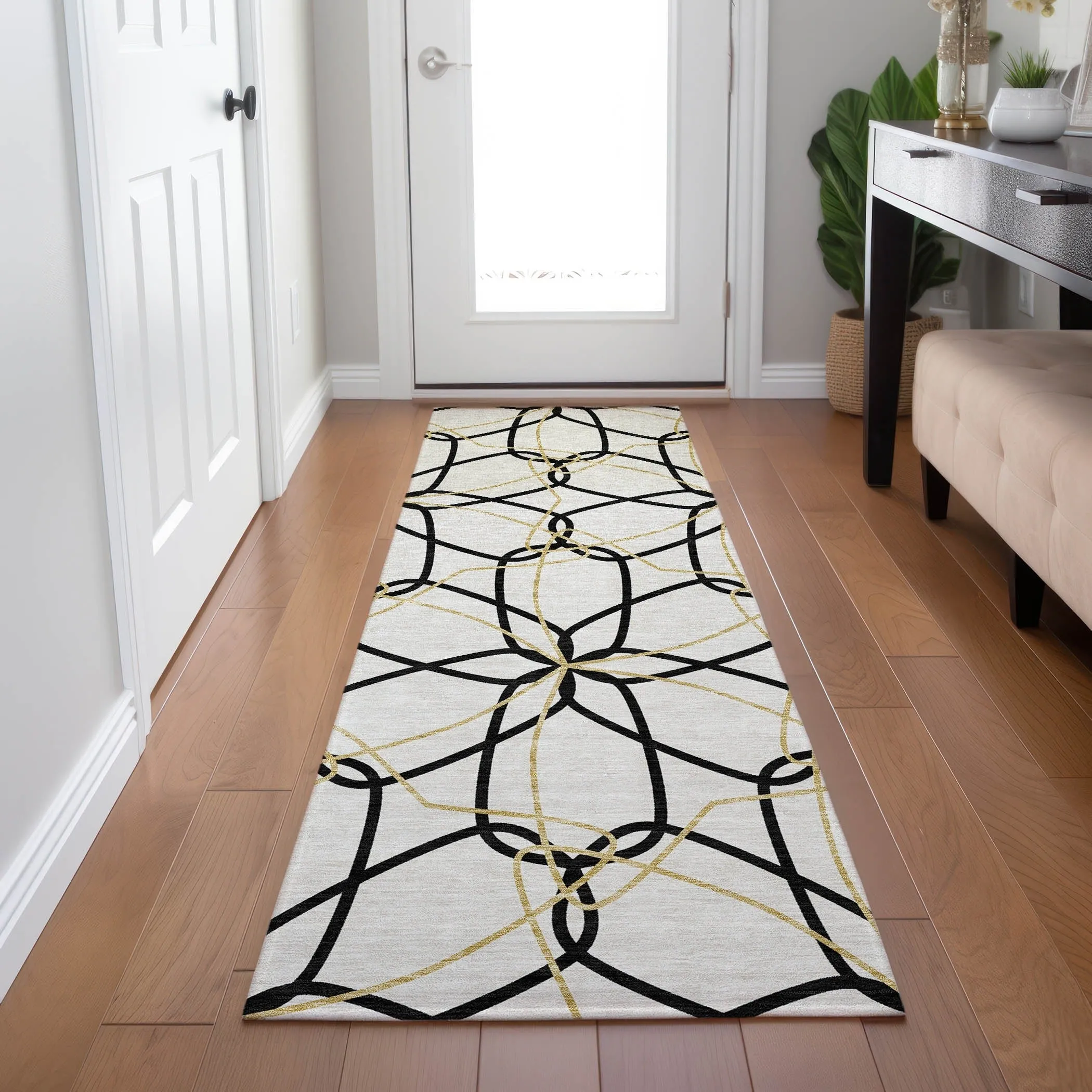 Machine Washable Indoor/ Outdoor Abstract Prism Chantille Rug