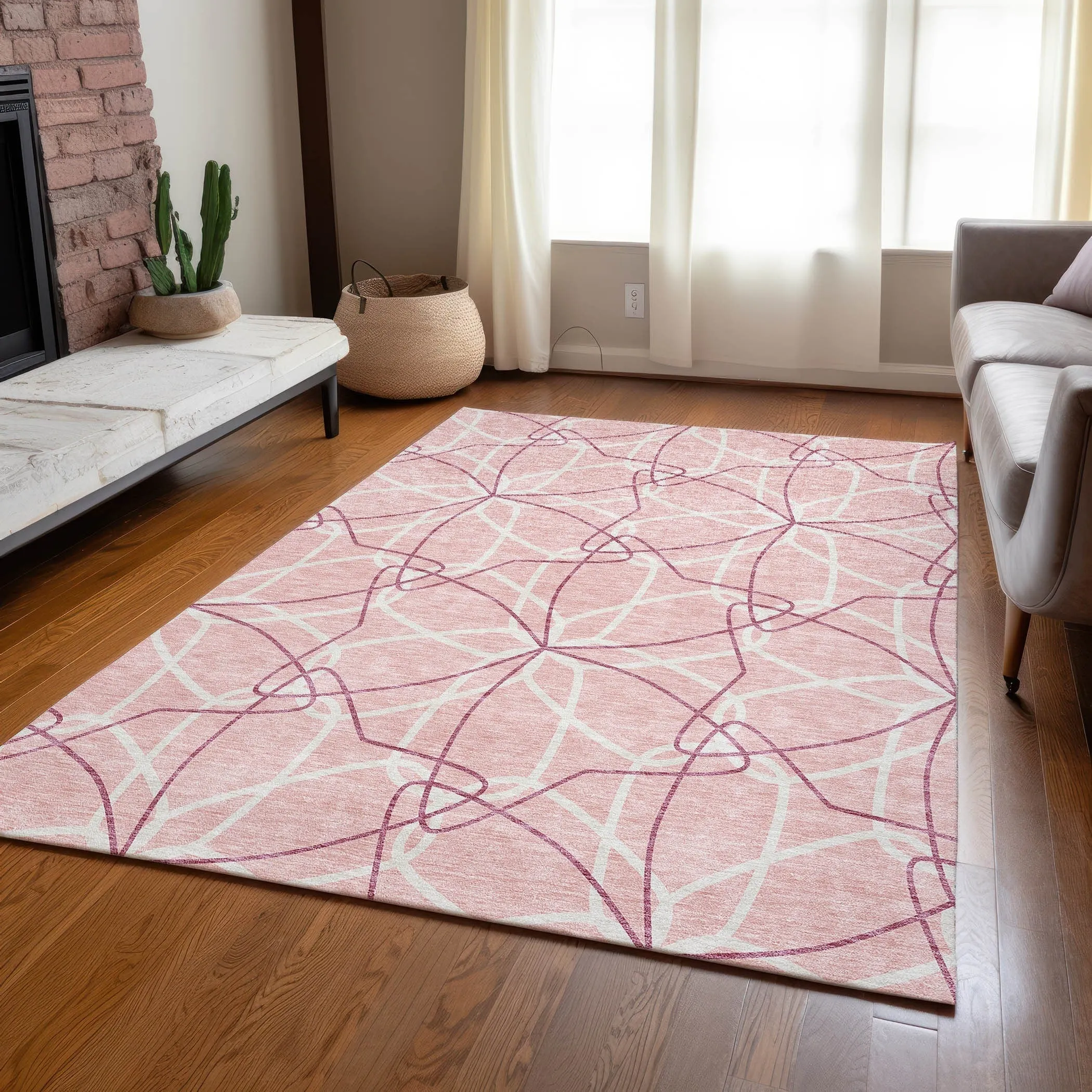 Machine Washable Indoor/ Outdoor Abstract Prism Chantille Rug