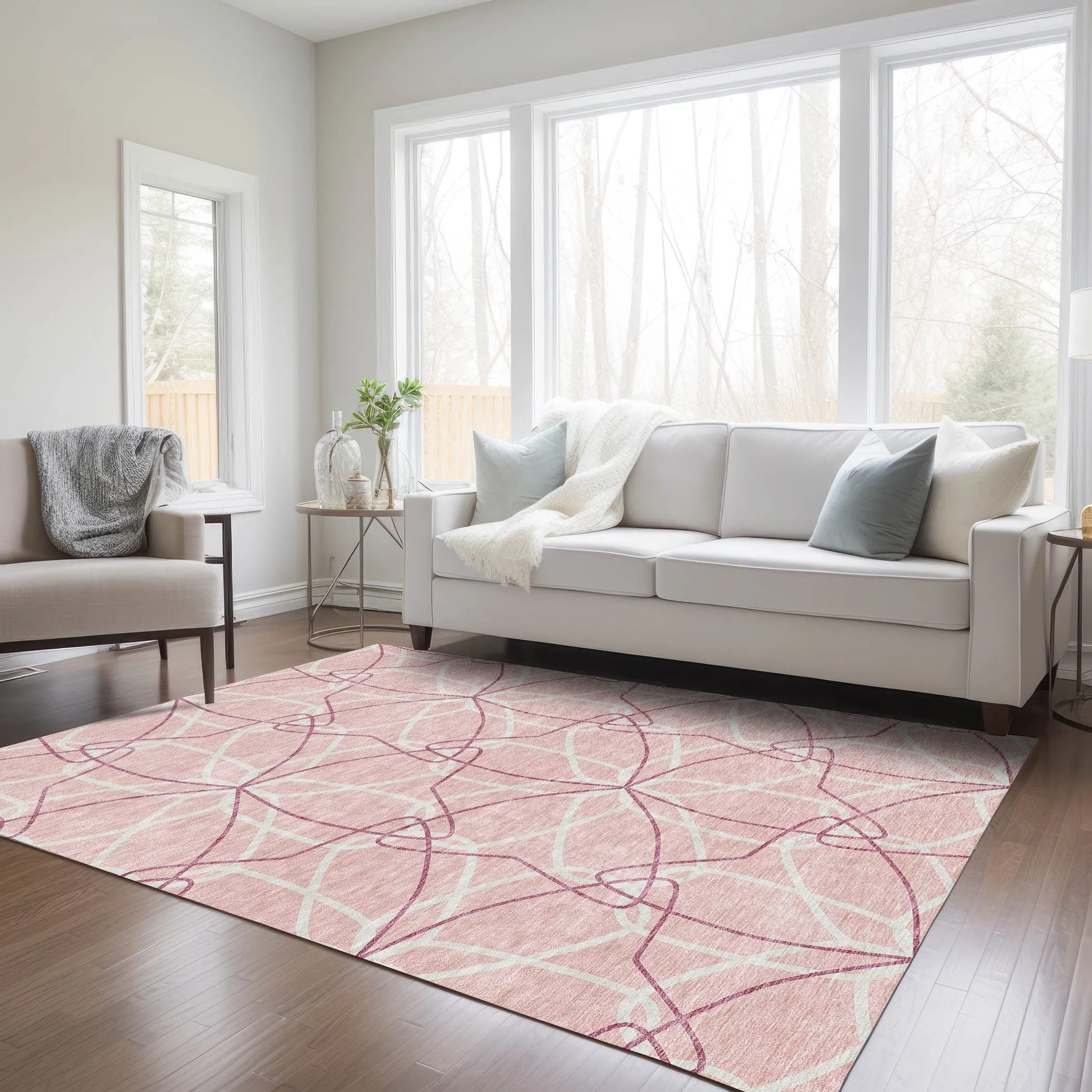 Machine Washable Indoor/ Outdoor Abstract Prism Chantille Rug