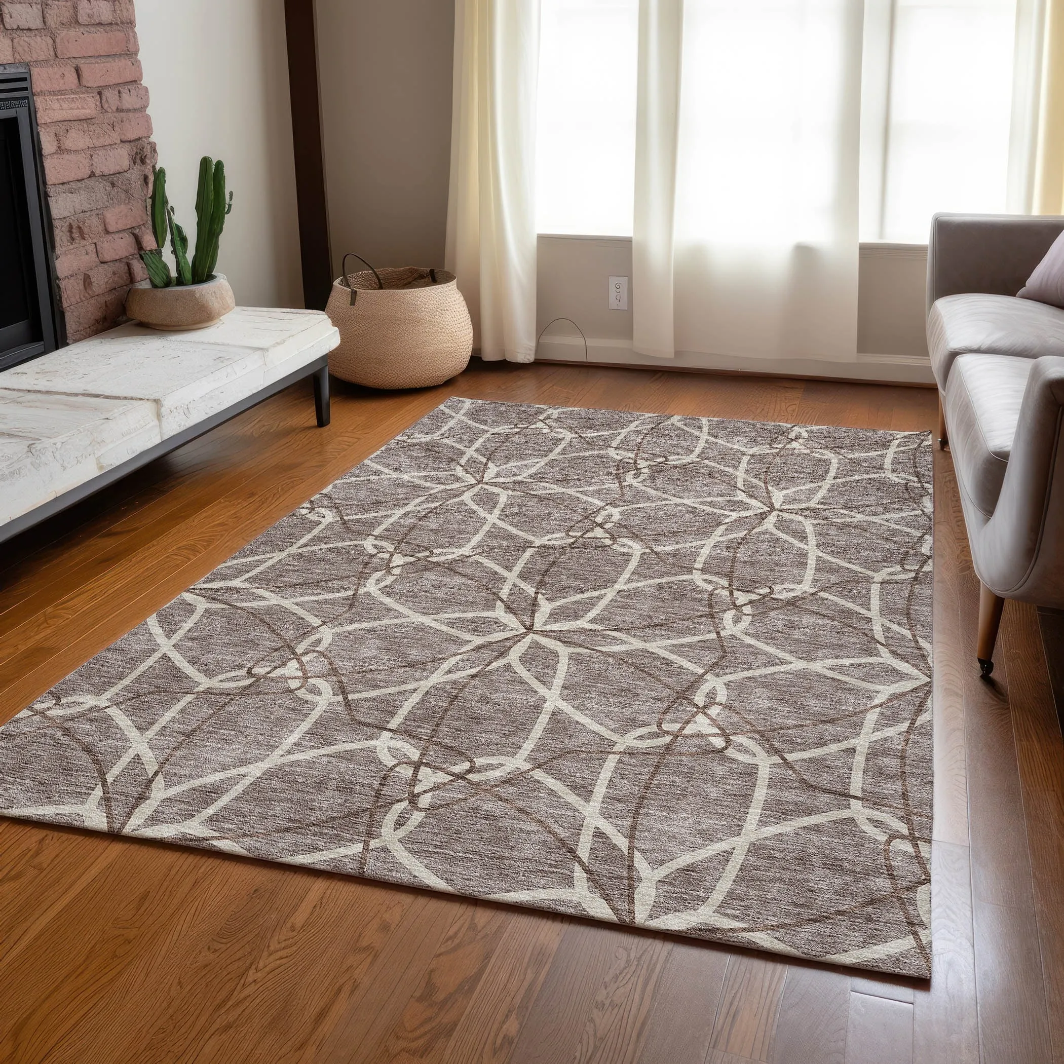Machine Washable Indoor/ Outdoor Abstract Prism Chantille Rug