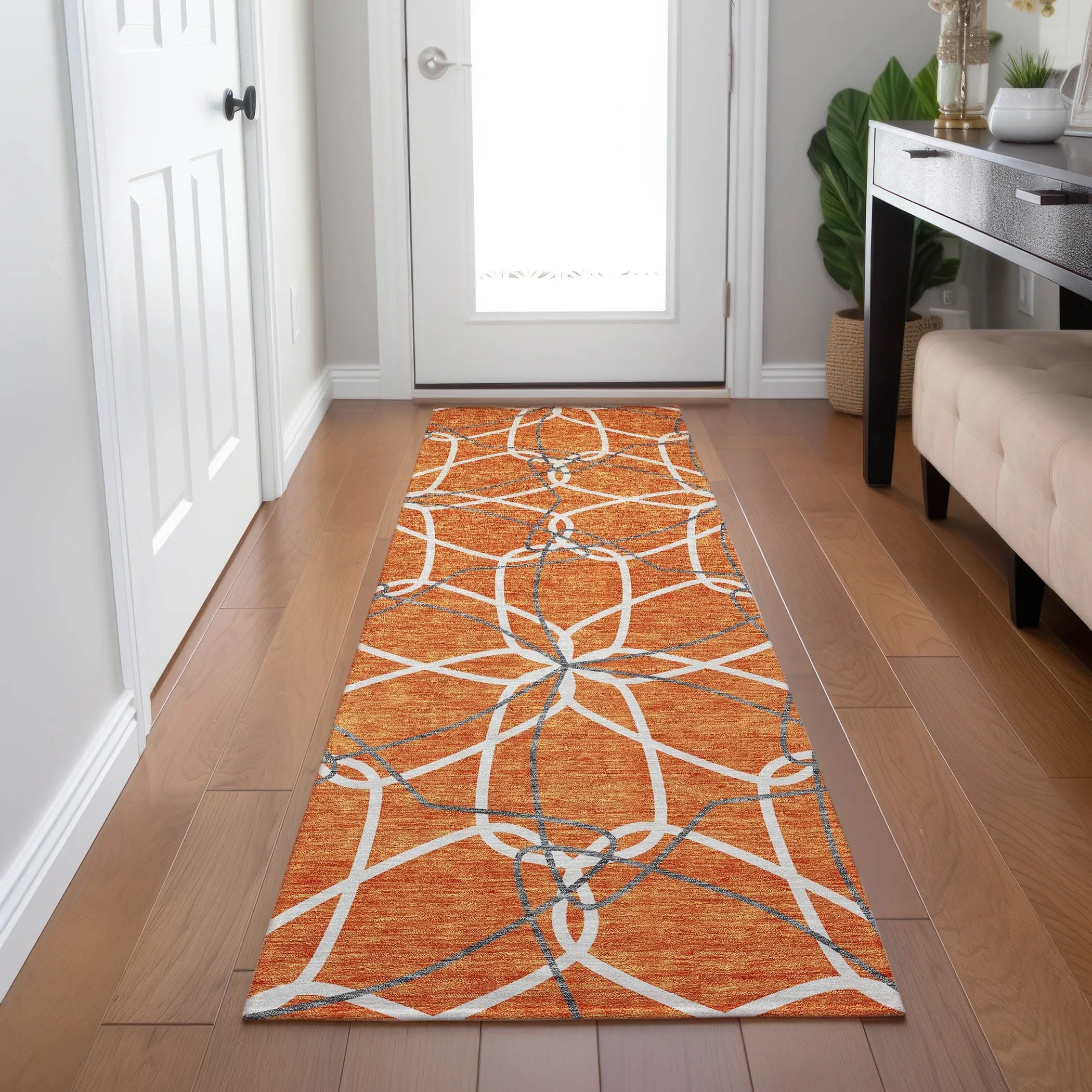 Machine Washable Indoor/ Outdoor Abstract Prism Chantille Rug