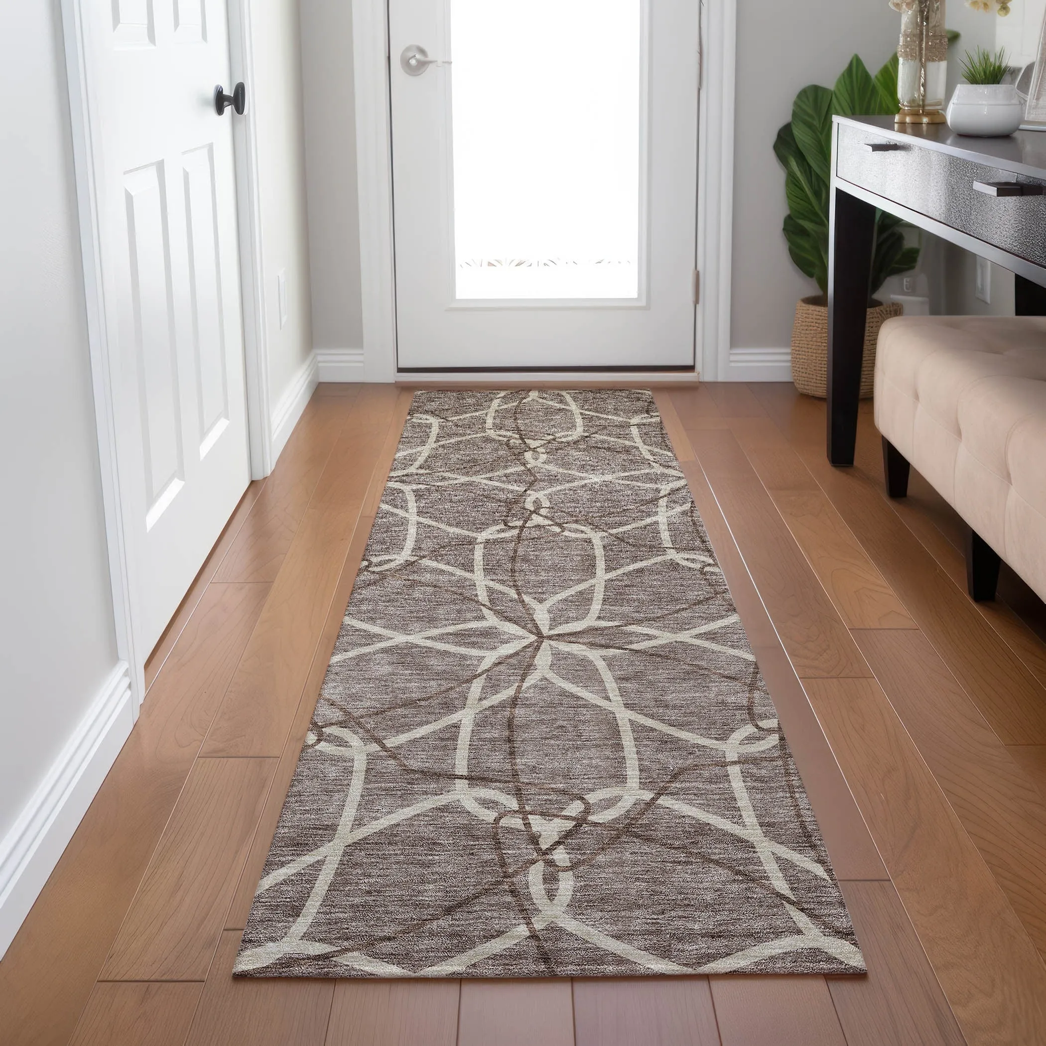Machine Washable Indoor/ Outdoor Abstract Prism Chantille Rug