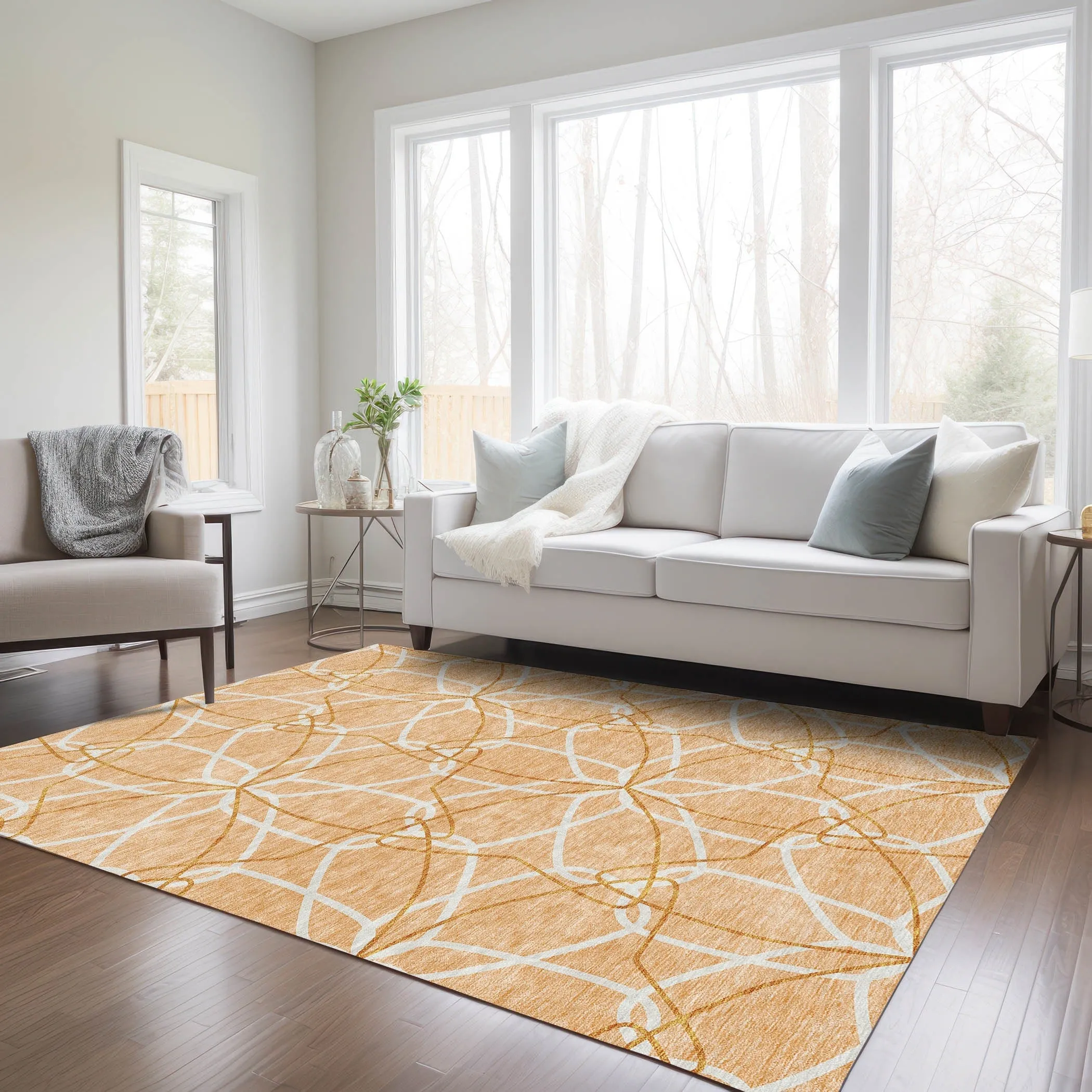 Machine Washable Indoor/ Outdoor Abstract Prism Chantille Rug