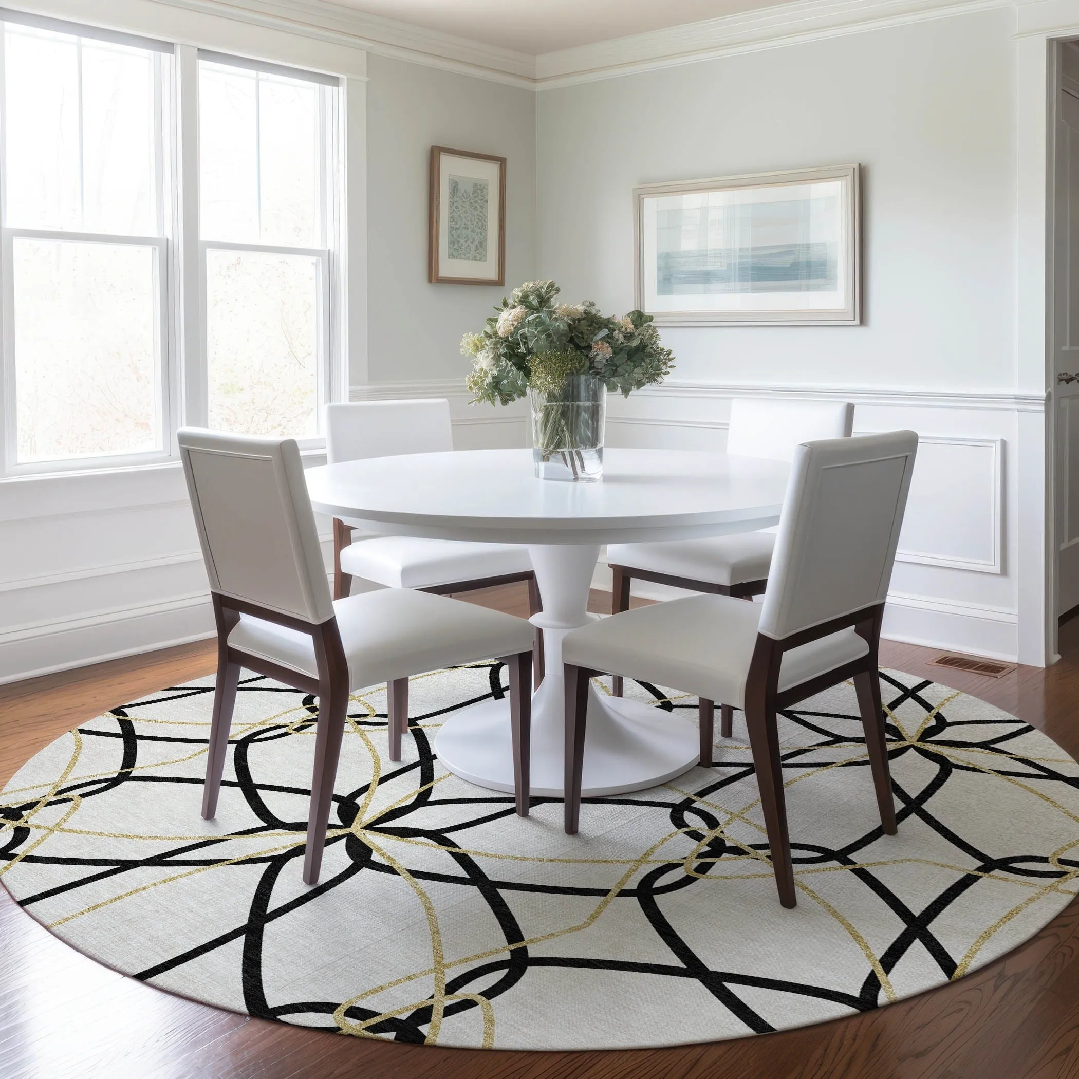 Machine Washable Indoor/ Outdoor Abstract Prism Chantille Rug
