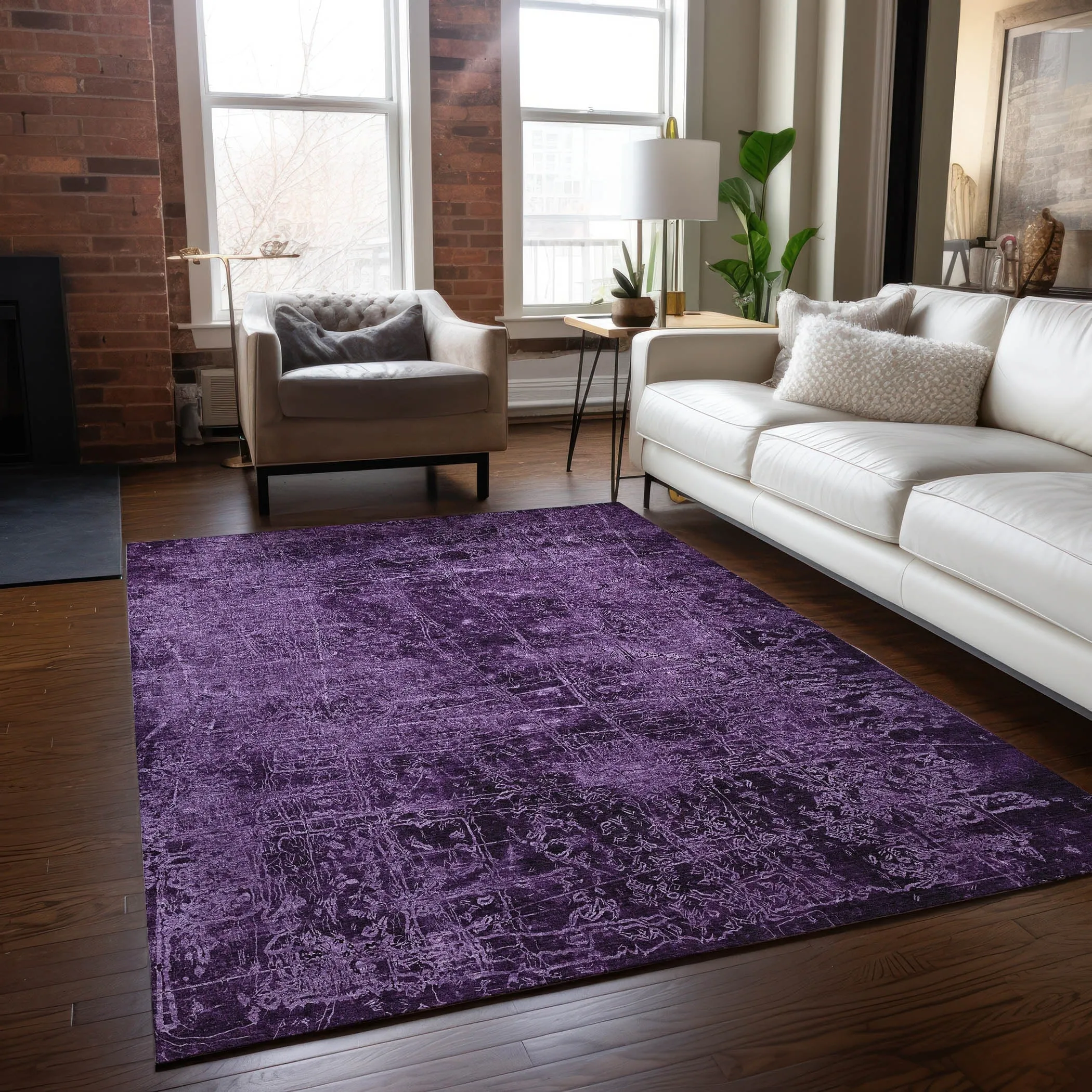 Machine Washable Indoor/ Outdoor Abstract Solid Chantille Rug