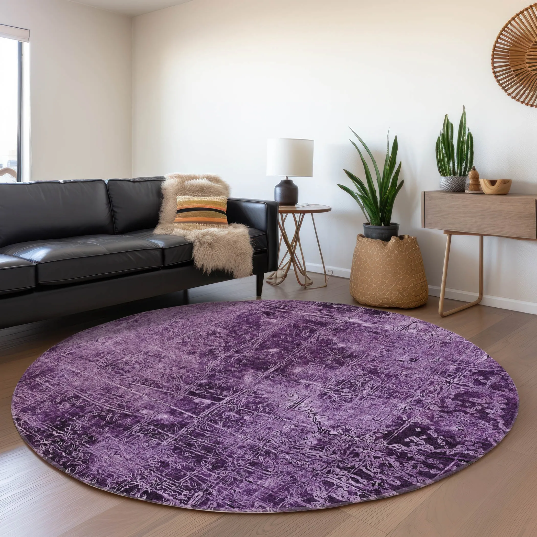 Machine Washable Indoor/ Outdoor Abstract Solid Chantille Rug