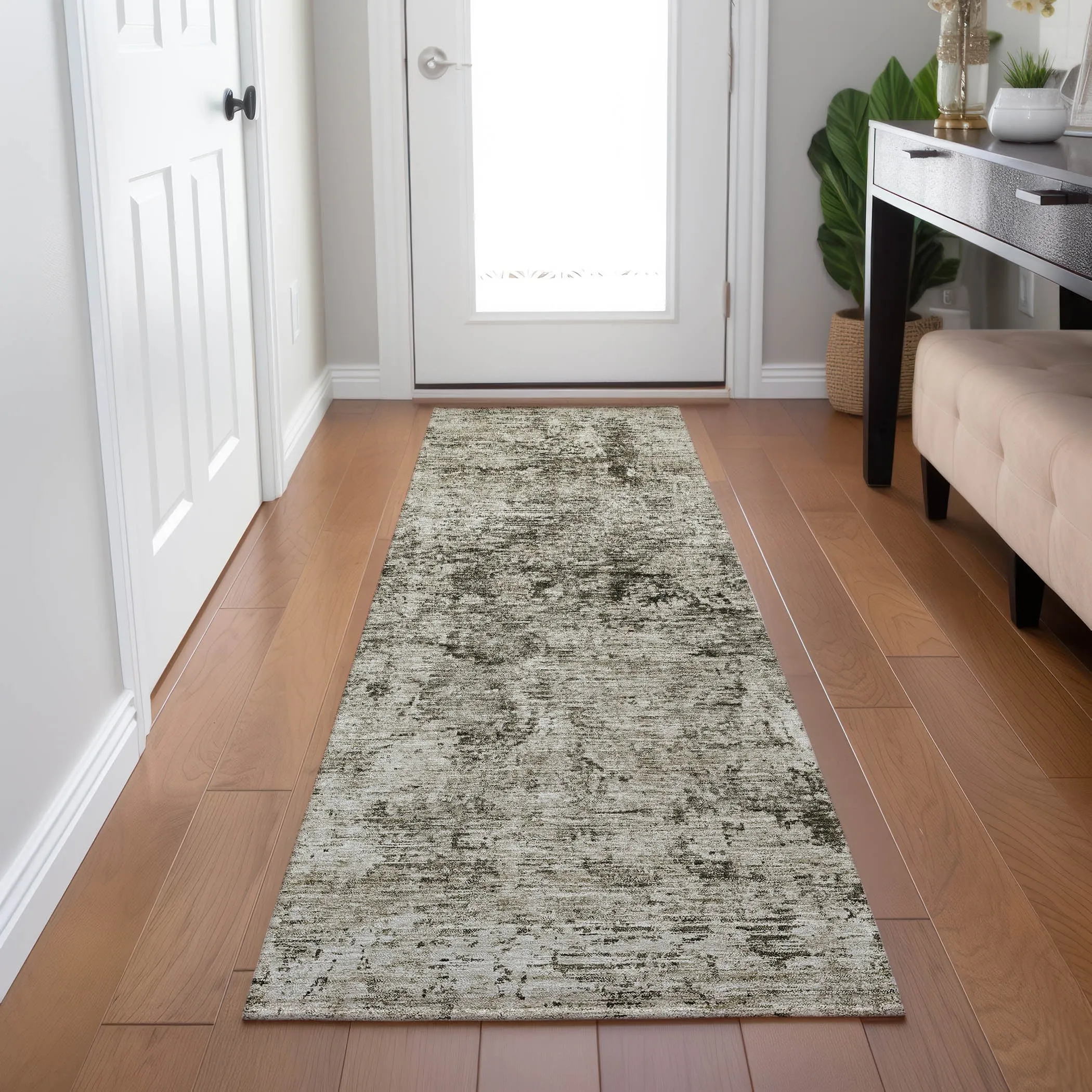Machine Washable Indoor/ Outdoor Abstract Solid Chantille Rug