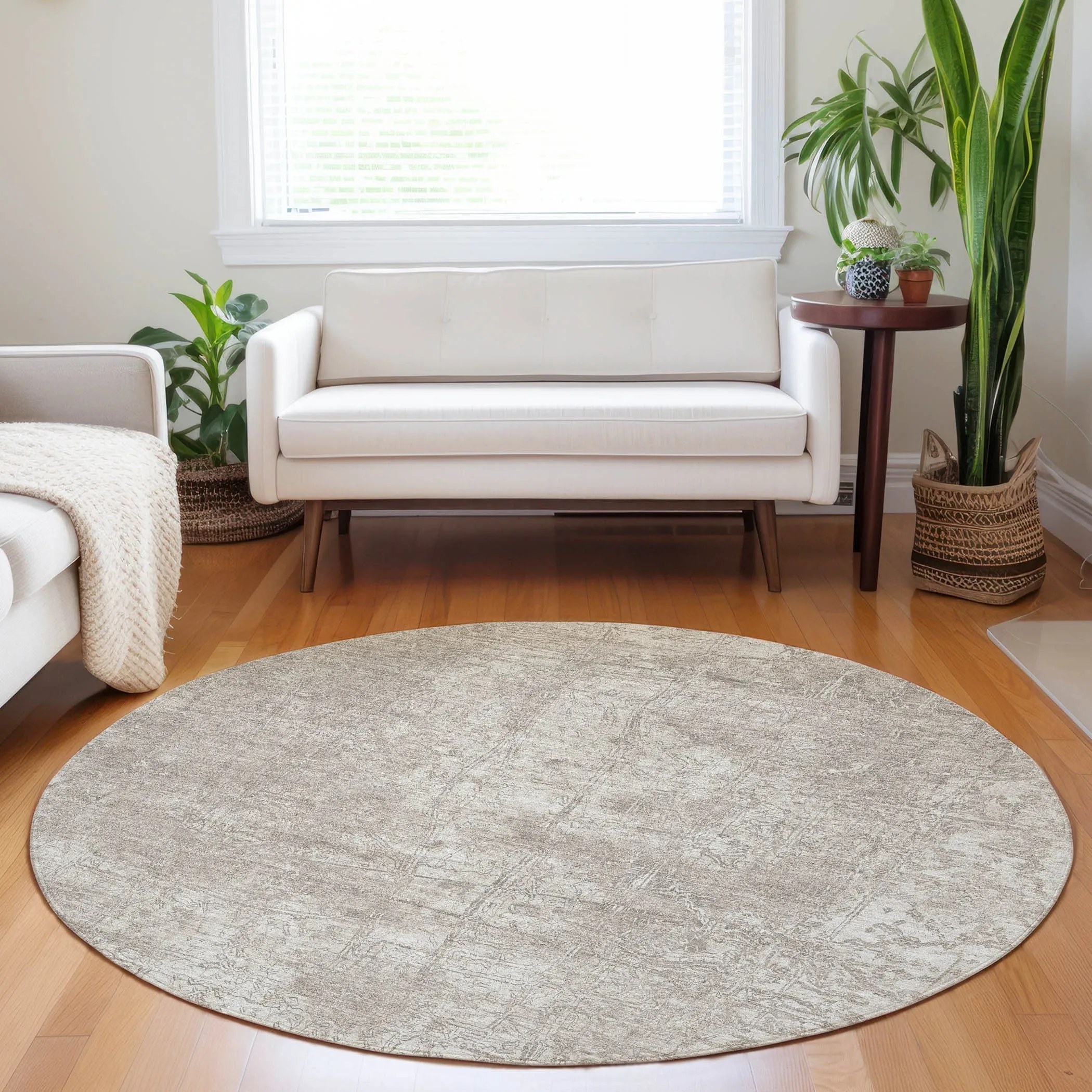 Machine Washable Indoor/ Outdoor Abstract Solid Chantille Rug