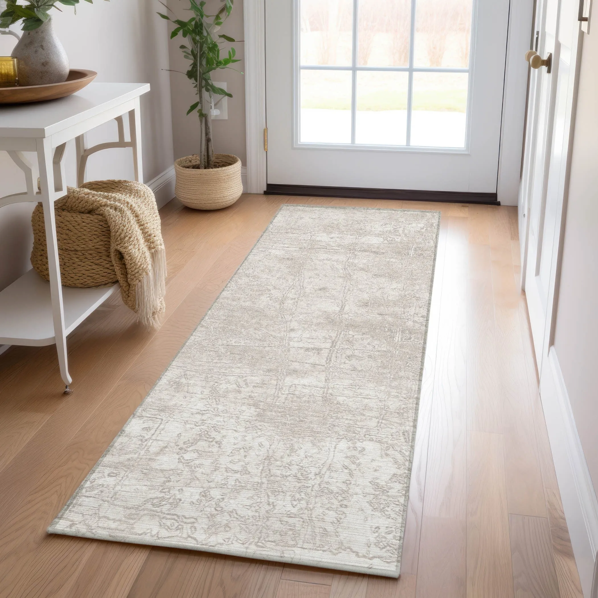 Machine Washable Indoor/ Outdoor Abstract Solid Chantille Rug