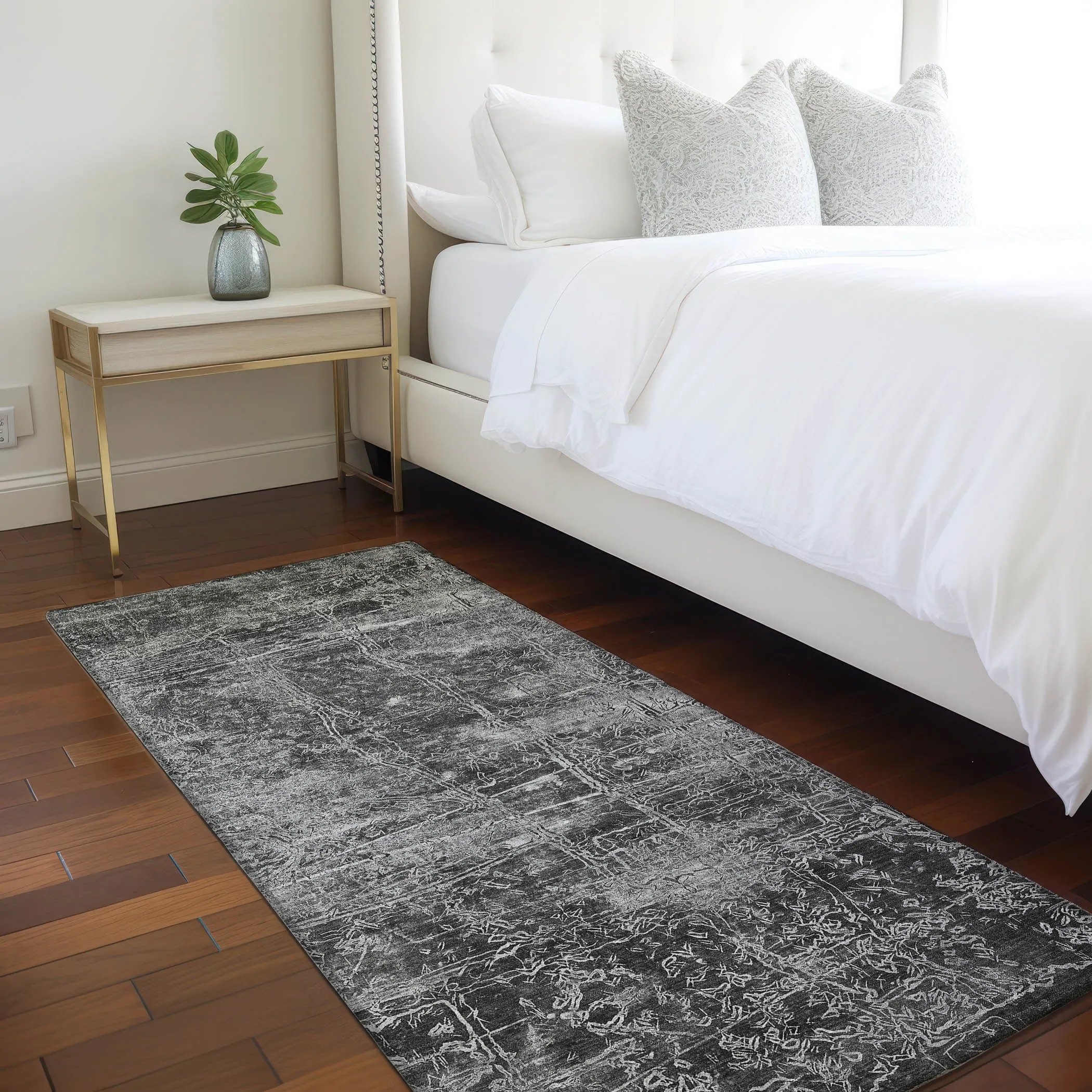 Machine Washable Indoor/ Outdoor Abstract Solid Chantille Rug