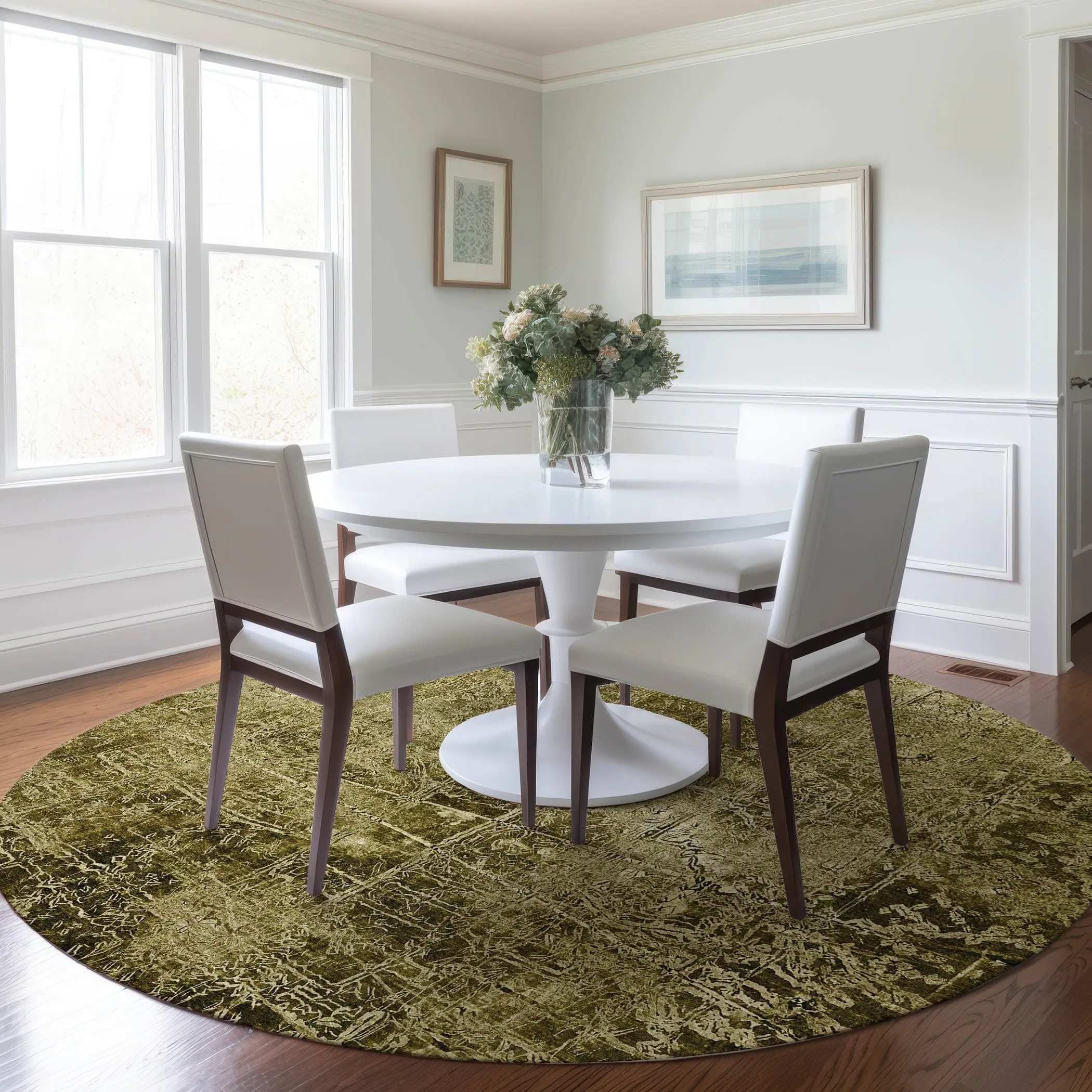 Machine Washable Indoor/ Outdoor Abstract Solid Chantille Rug