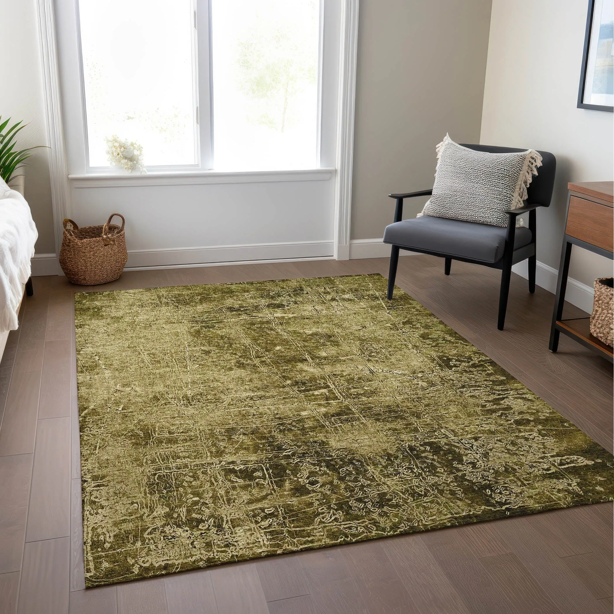 Machine Washable Indoor/ Outdoor Abstract Solid Chantille Rug