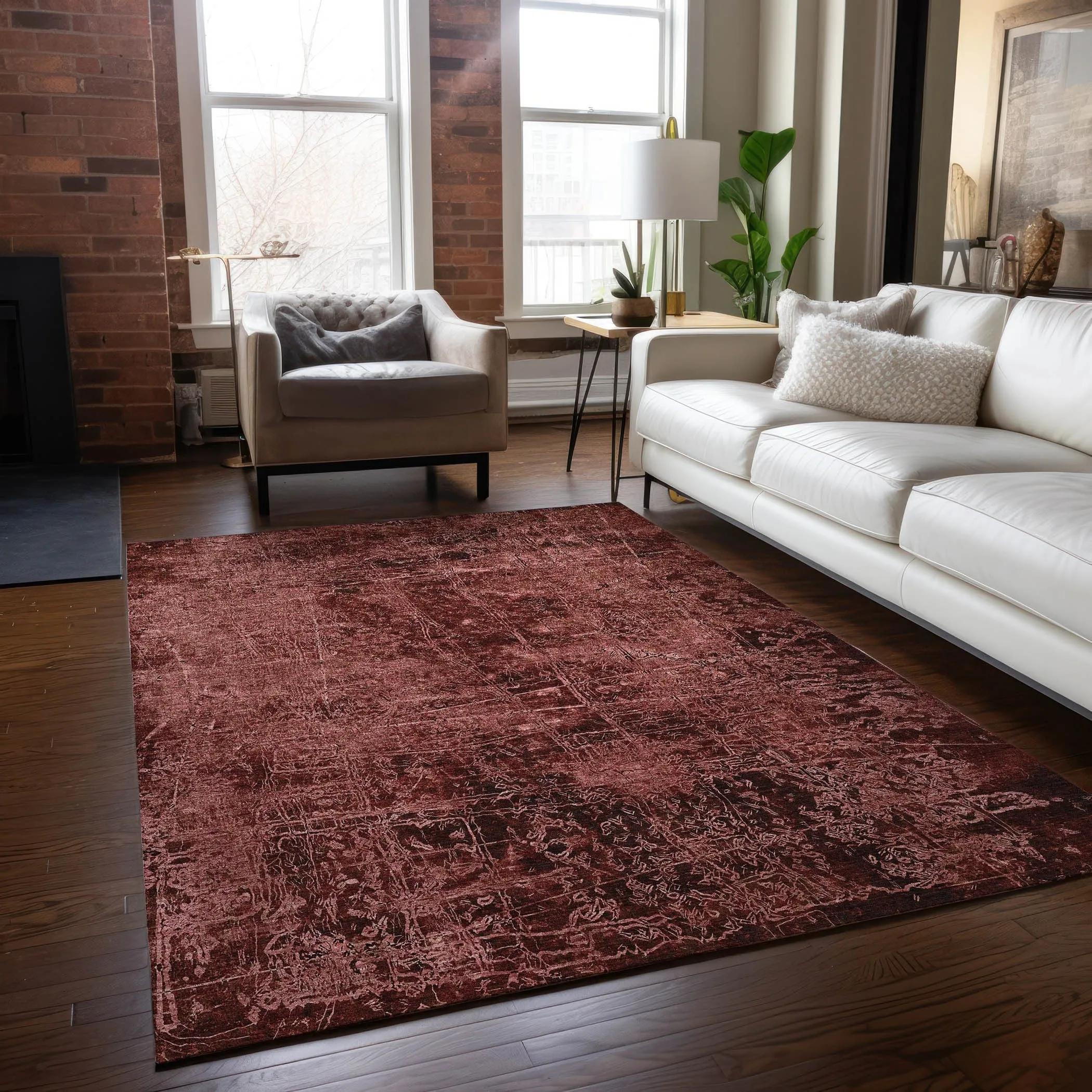 Machine Washable Indoor/ Outdoor Abstract Solid Chantille Rug