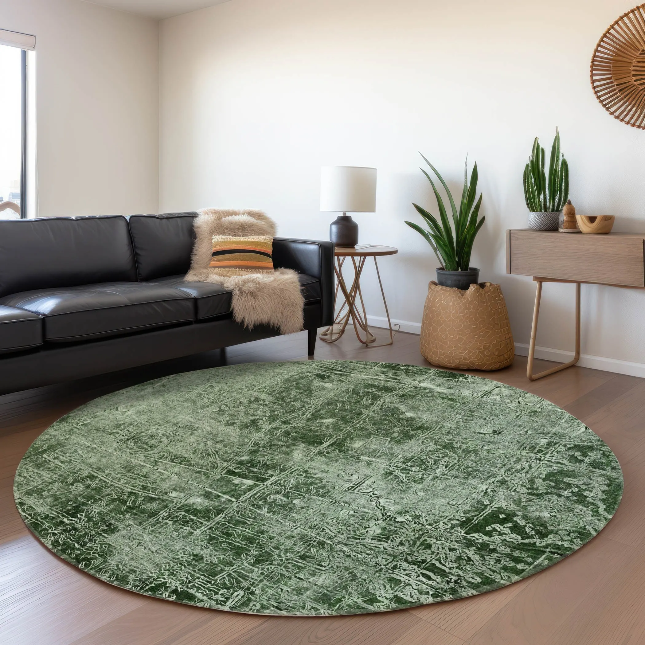 Machine Washable Indoor/ Outdoor Abstract Solid Chantille Rug