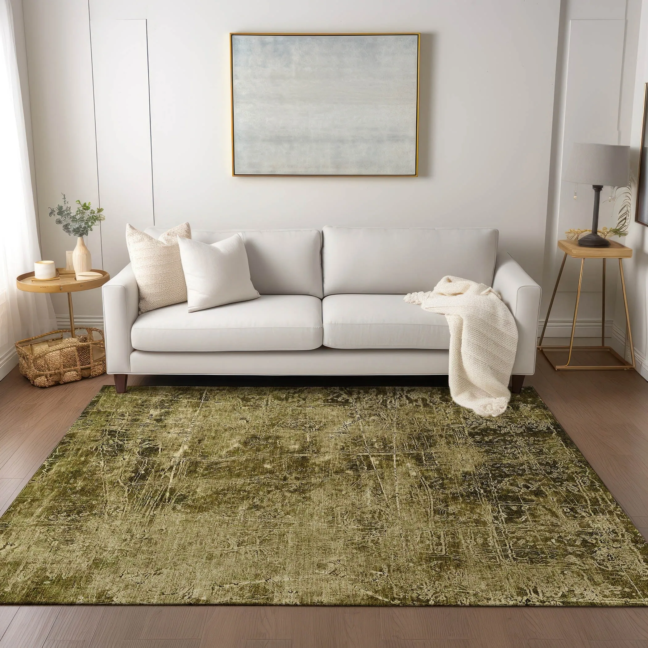 Machine Washable Indoor/ Outdoor Abstract Solid Chantille Rug