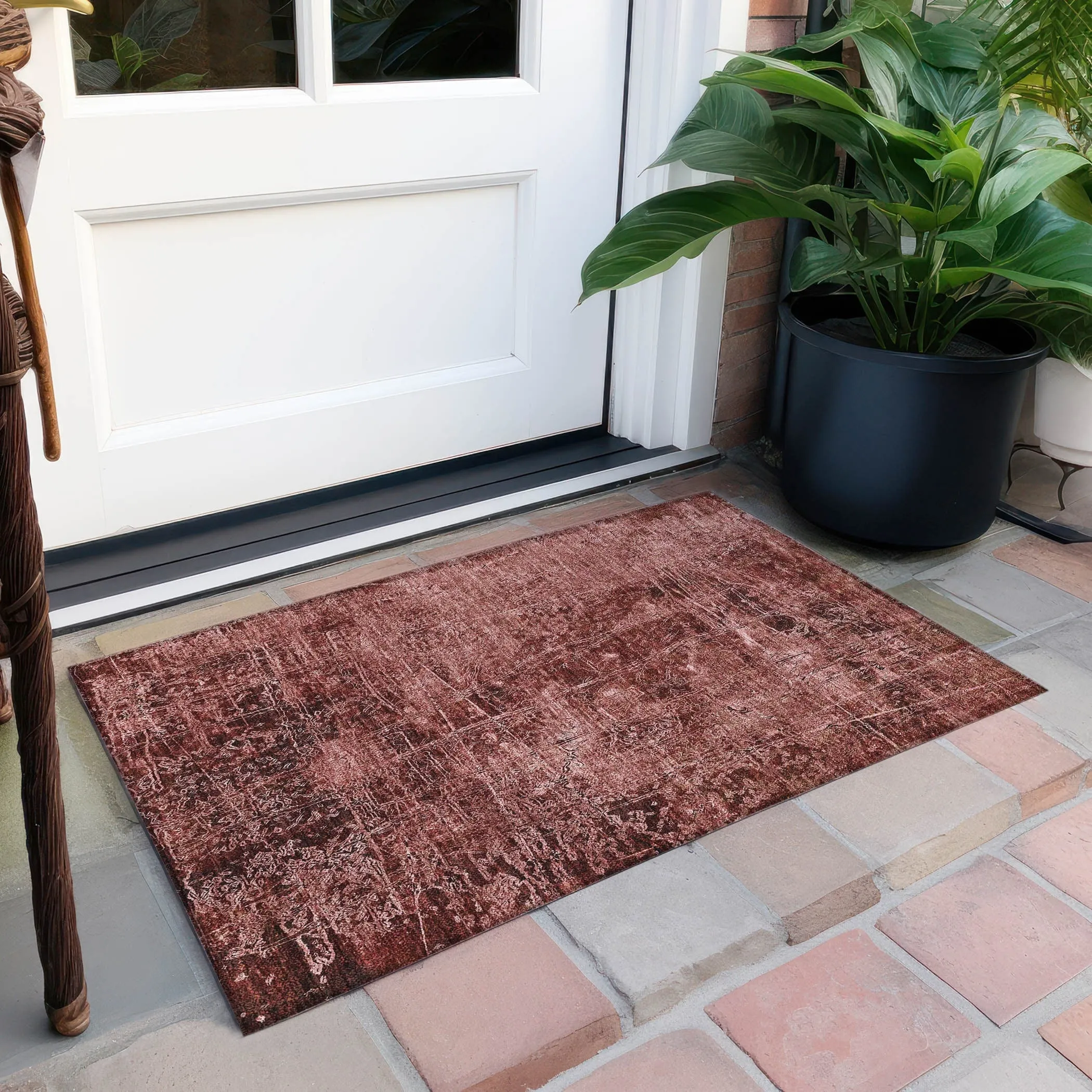 Machine Washable Indoor/ Outdoor Abstract Solid Chantille Rug