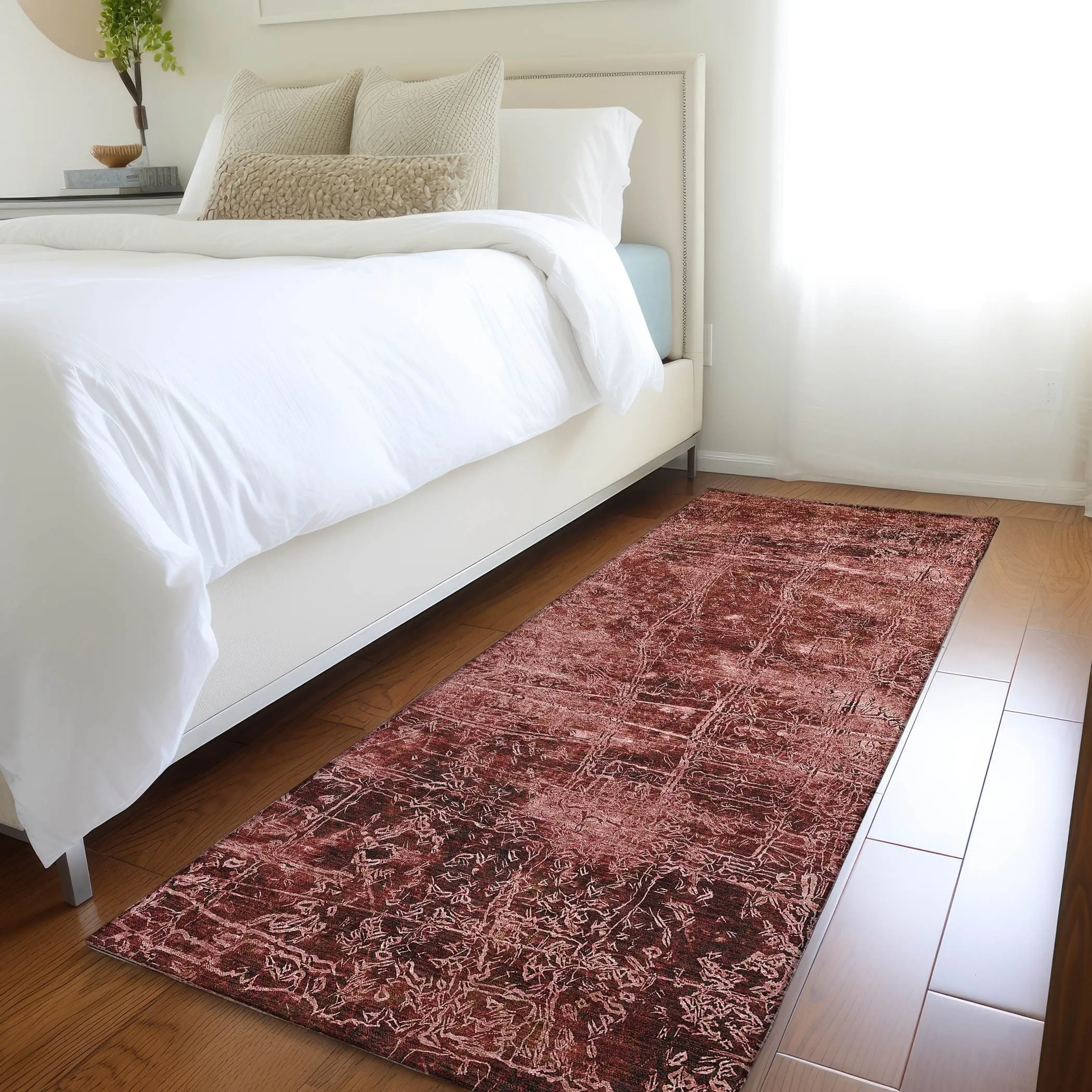 Machine Washable Indoor/ Outdoor Abstract Solid Chantille Rug